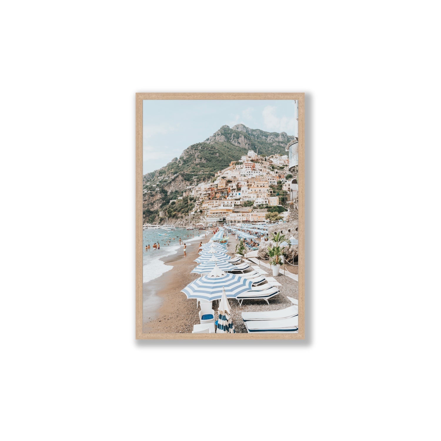 The Cliffside Village fine art print, Positano, Italy, Large, Natural Oak Frame · Full Bleed, Fine Art Print
