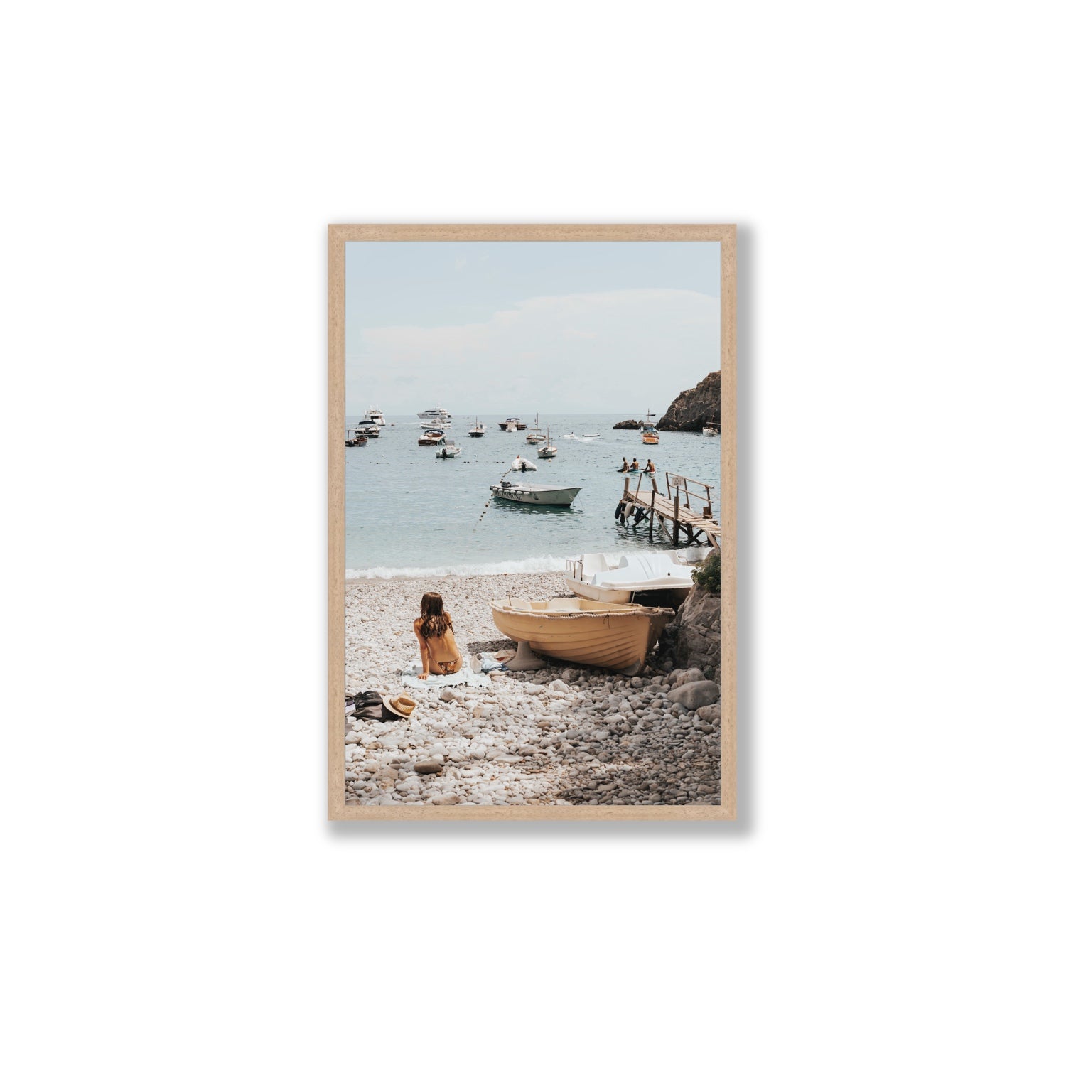 Solo Sojourn Nerano wall art Large full-bleed fine art print in natural oak frame