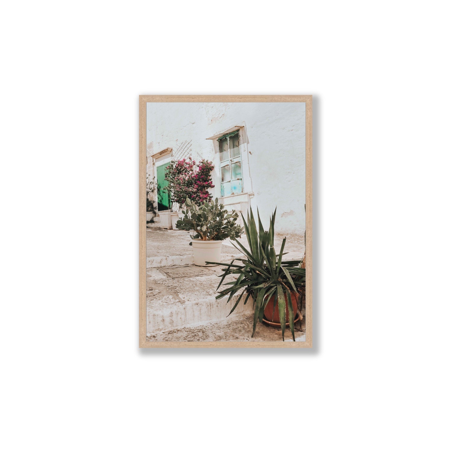 Giardino Segreto Puglia Ostuni wall art Large full-bleed fine art print in natural oak frame