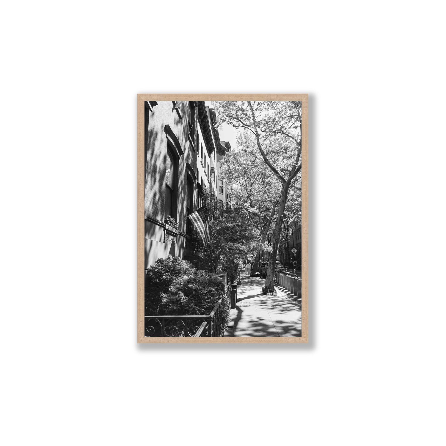 Urban Patriotism New York NYC Black & White wall art Large full-bleed fine art print in natural oak frame