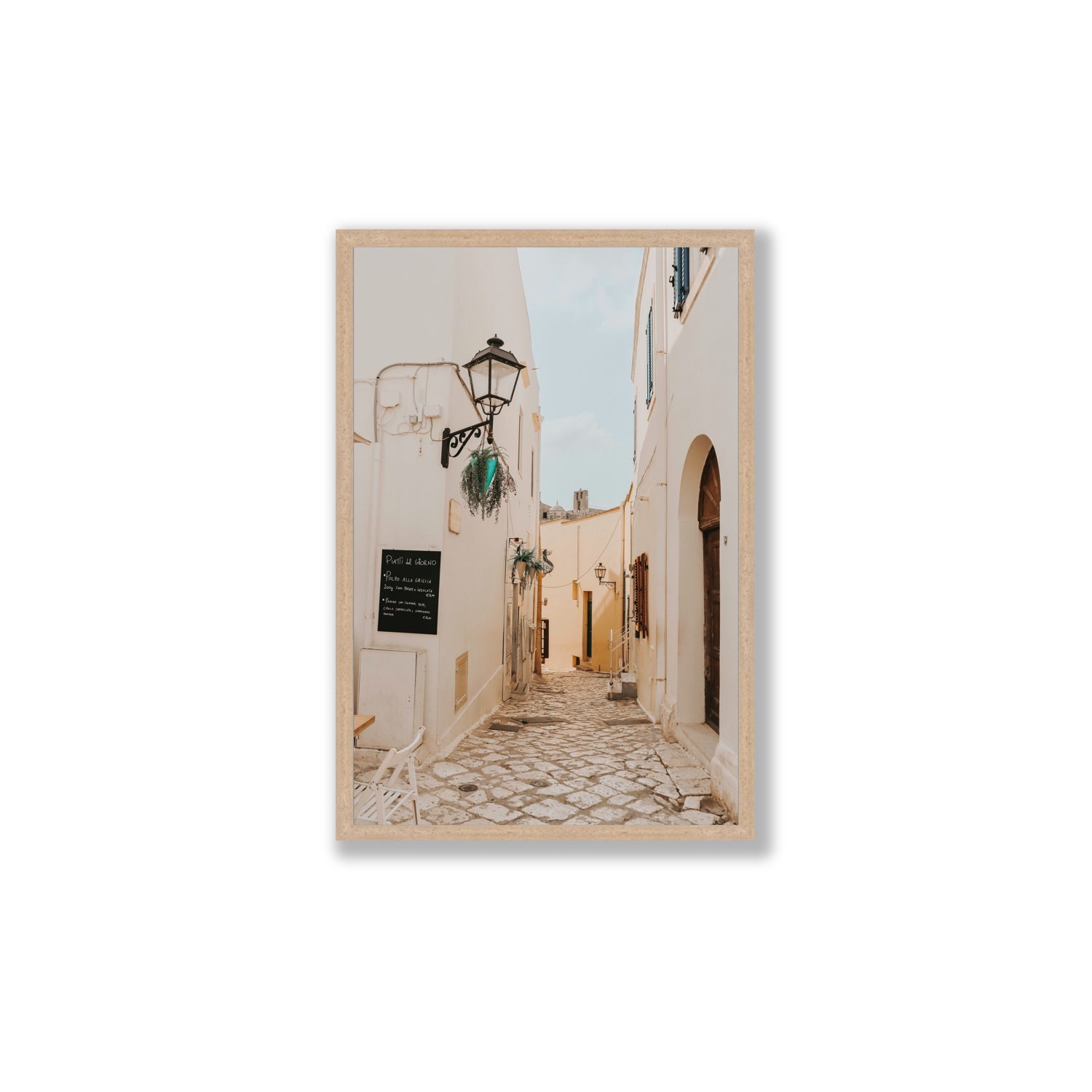 Twilight Passage Puglia Italian wall art Large full-bleed fine art print in natural oak frame