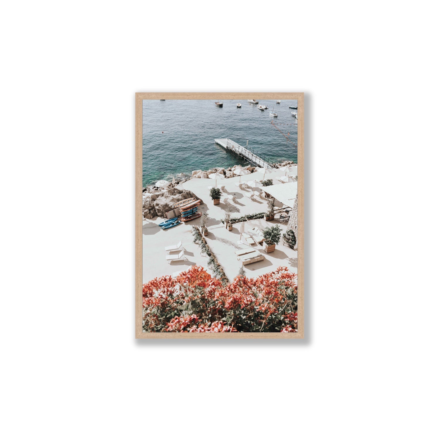 A Work of Art Amalfi coastal wall art Large full-bleed fine art print in natural oak frame