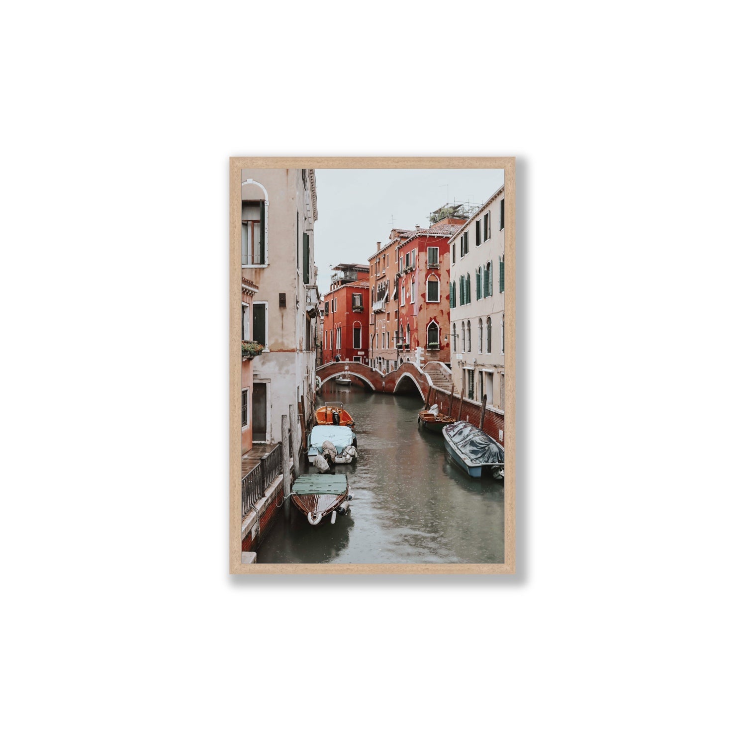 City of Water Venice Italian Mediterranean decor wall art Large full-bleed fine art print in natural oak frame