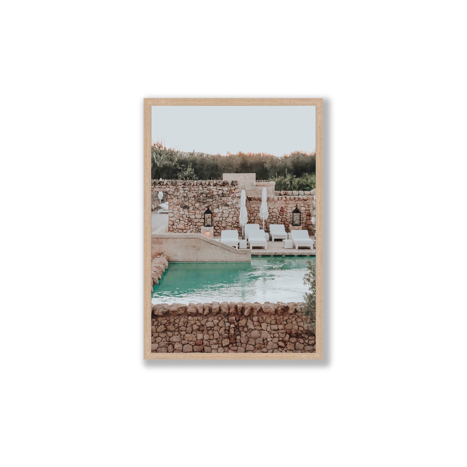 Stone Refuge fine art print, Puglia, Italy, Large, Natural Oak Frame · Full Bleed, Fine Art Print
