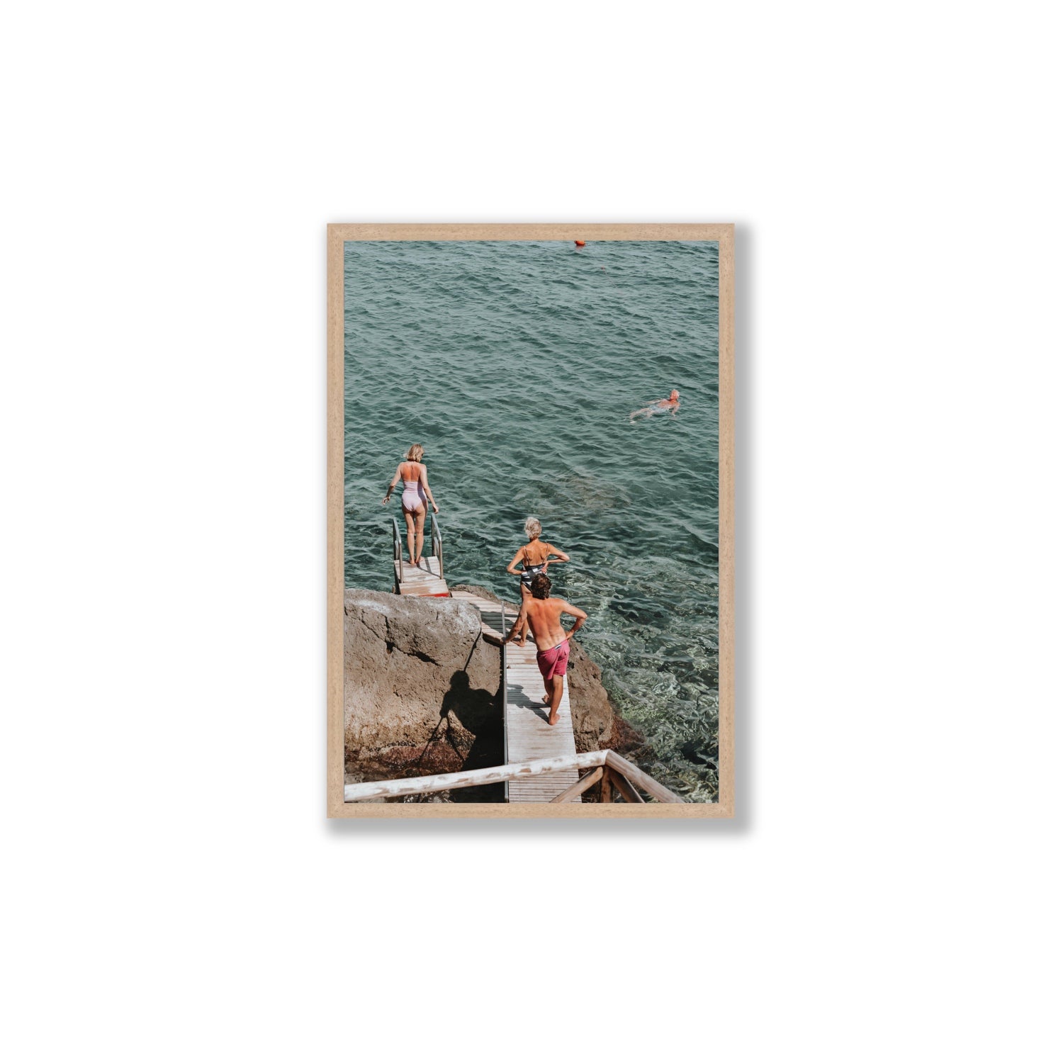 Freewheeling Spirit Tuscany coastal Italian wall art Large full-bleed fine art print in natural oak frame