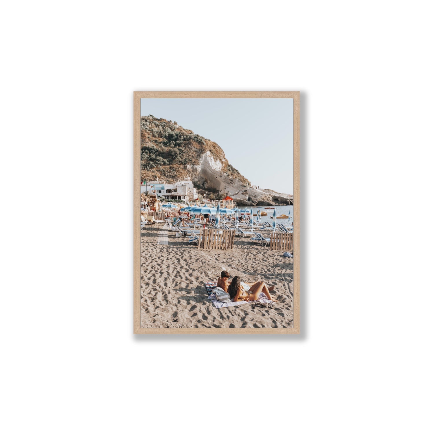 Beach Buddies fine art print, Ischia, Italy, Large, Natural Oak Frame · Full Bleed, Fine Art Print