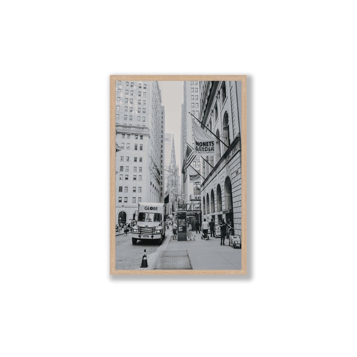 Metropolitan Monotone New York NYC Black & White wall art Large full-bleed fine art print in natural oak frame