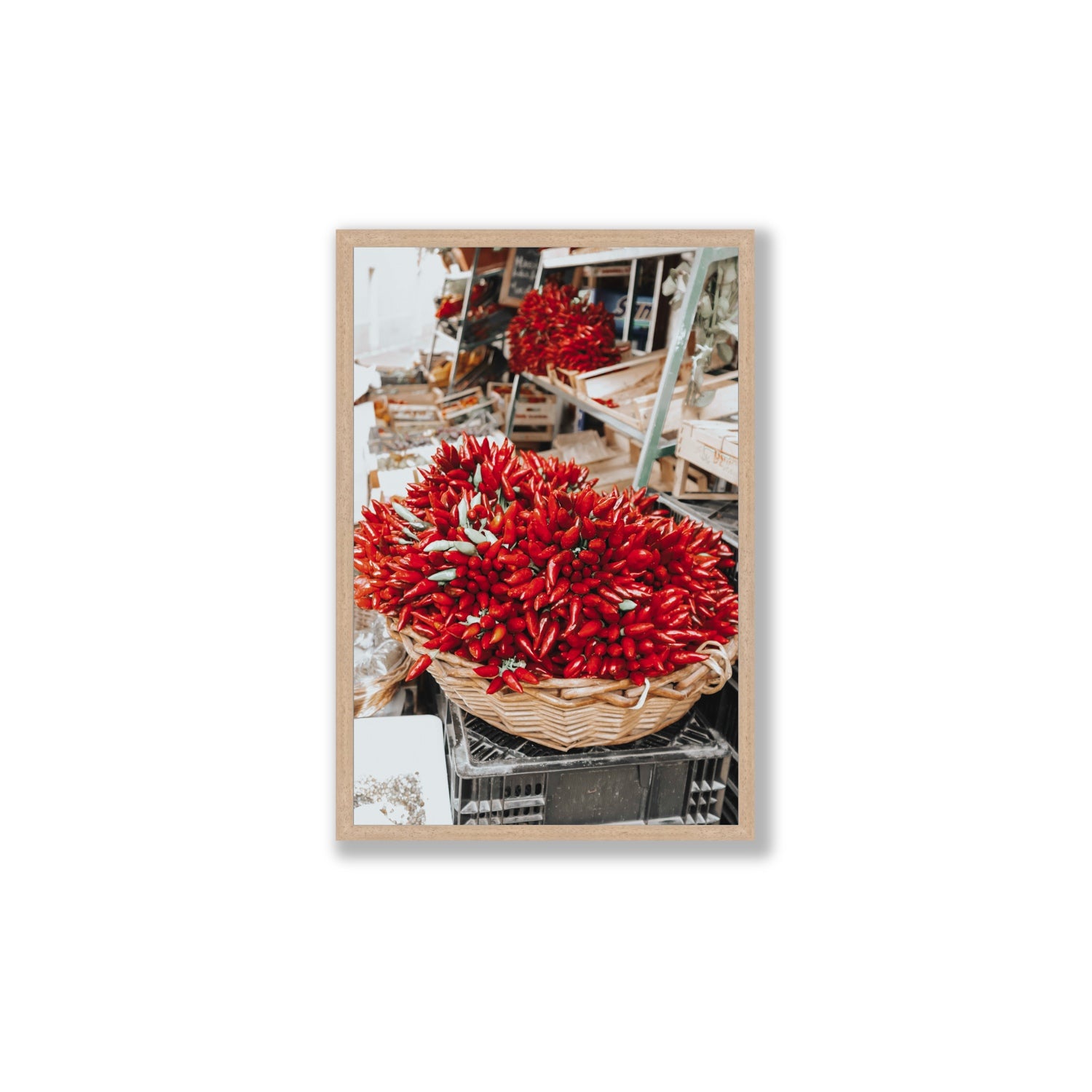 Spicy Bunch Puglia Italian wall art Large full-bleed fine art print in natural oak frame