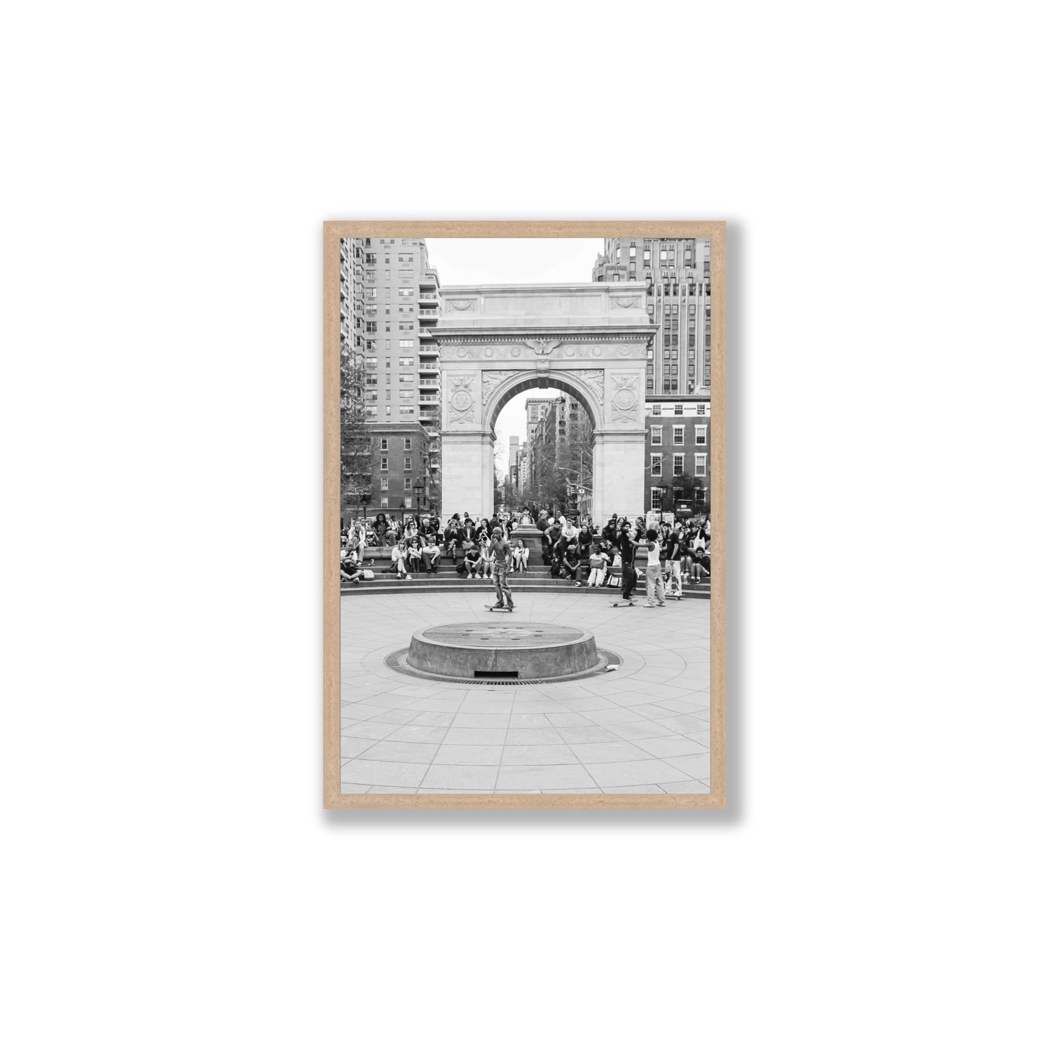 Concrete Conqueror New York NYC Skateboard wall art Large full-bleed fine art print in natural oak frame
