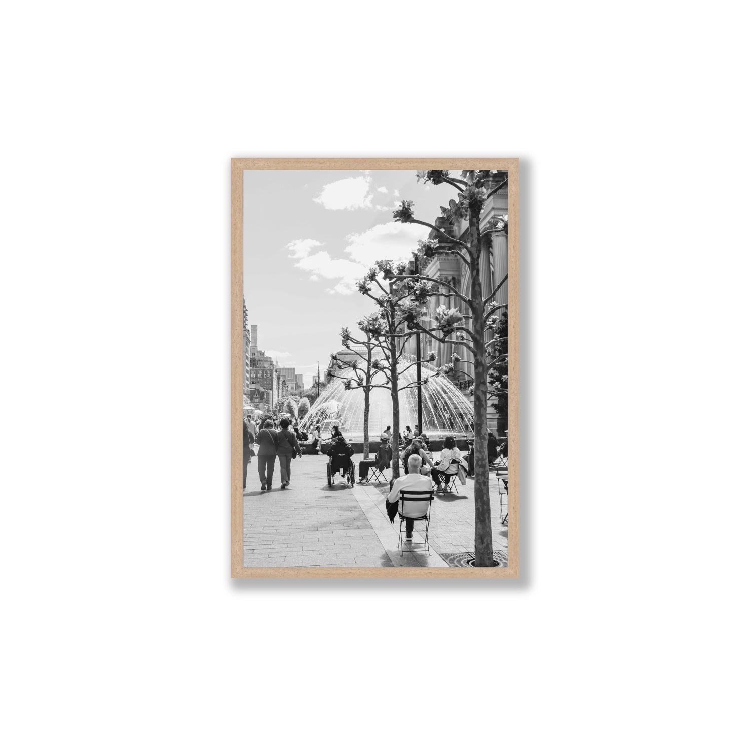 Luminary Noir New York NYC Black & White wall art Large full-bleed fine art print in natural oak frame