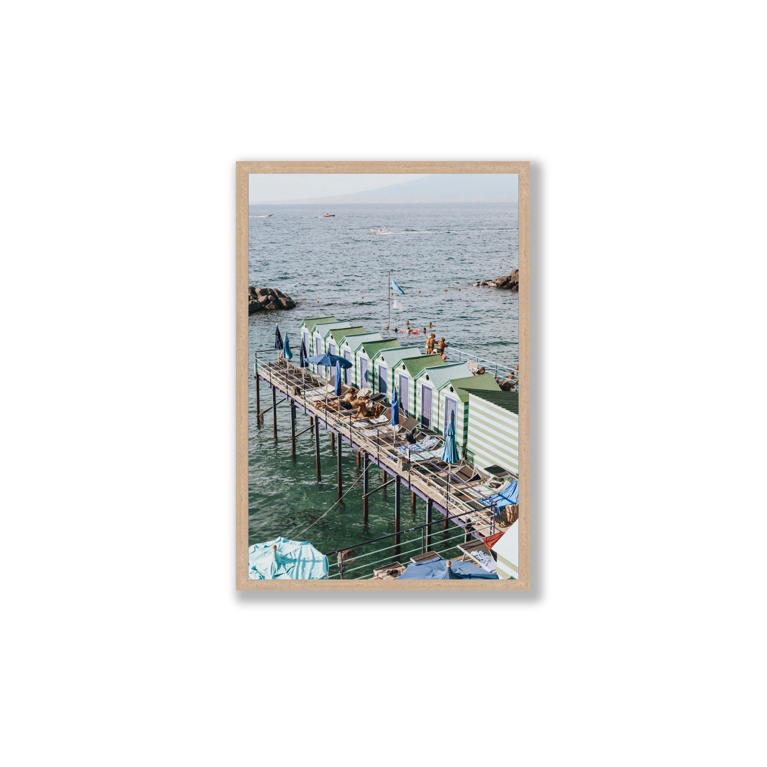 Cabine da Spiaggia fine art print, Sorrento, Italy, Large, Natural Oak Frame · Full Bleed, Fine Art Print