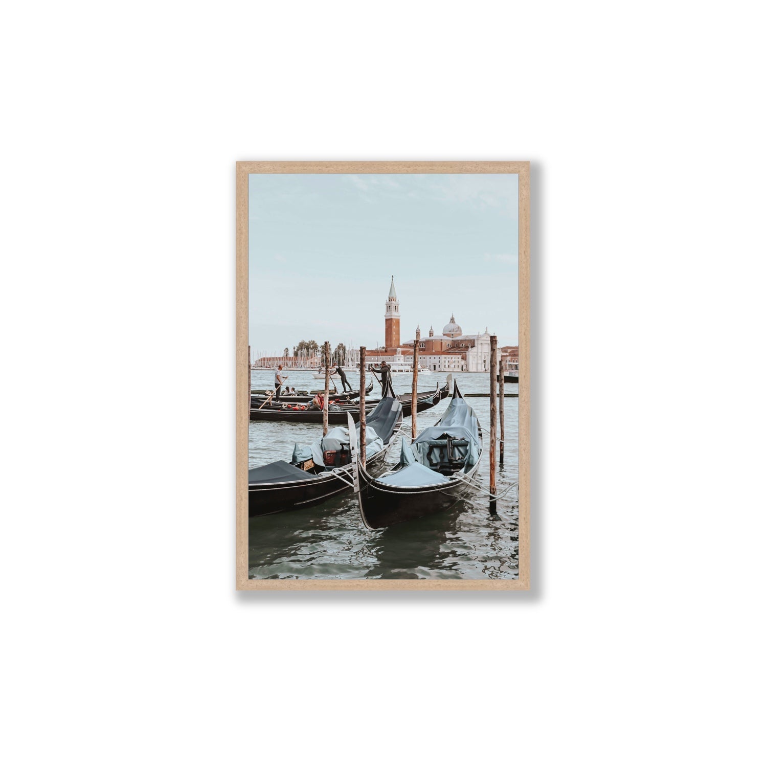 Italian Commute Venice Italian Mediterranean decor wall art Large full-bleed fine art print in natural oak frame