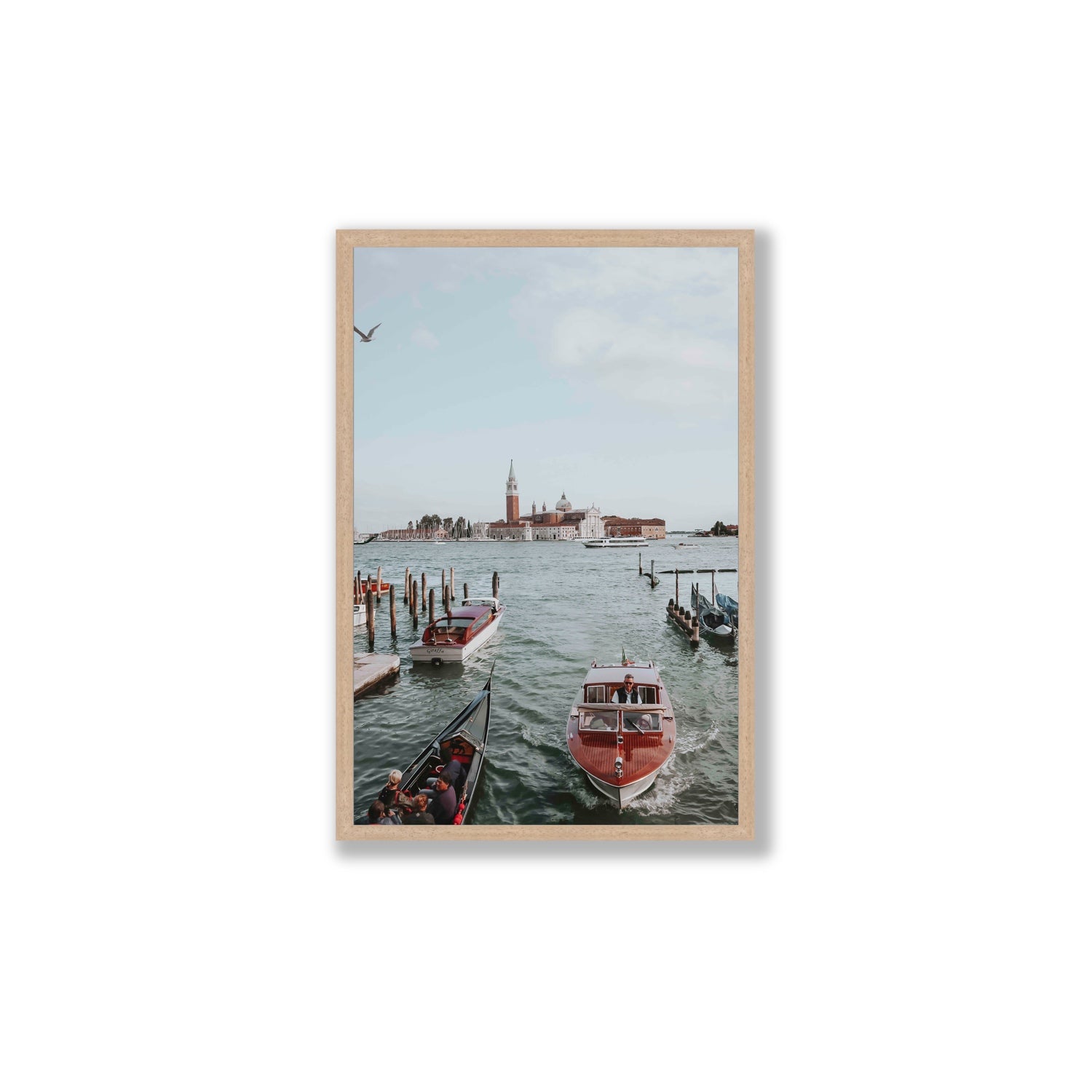 Galleggiante Venice Italian wall art Large full-bleed fine art print in natural oak frame