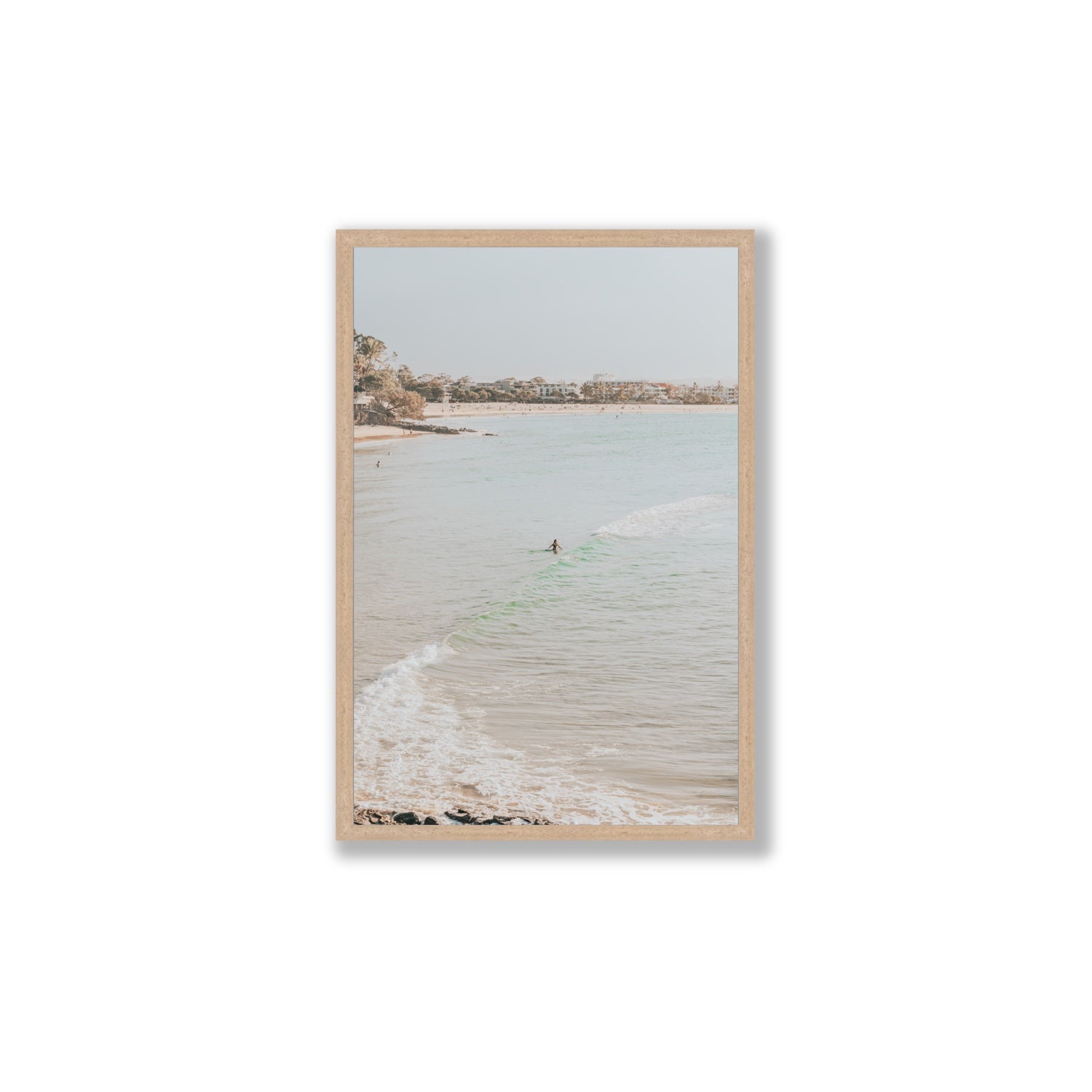 Salt Reverie fine art print, Noosa, Australia, coastal scenes artwork, Large, Natural Oak Frame · Full Bleed, Fine Art Print