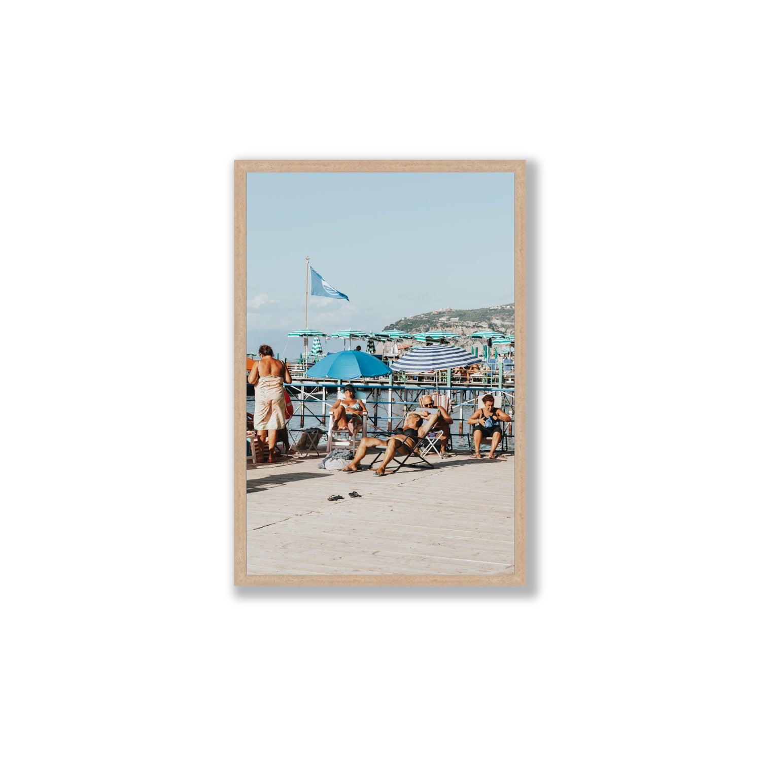 The Golden Years Sorrento Italian wall art Large full-bleed fine art print in natural oak frame