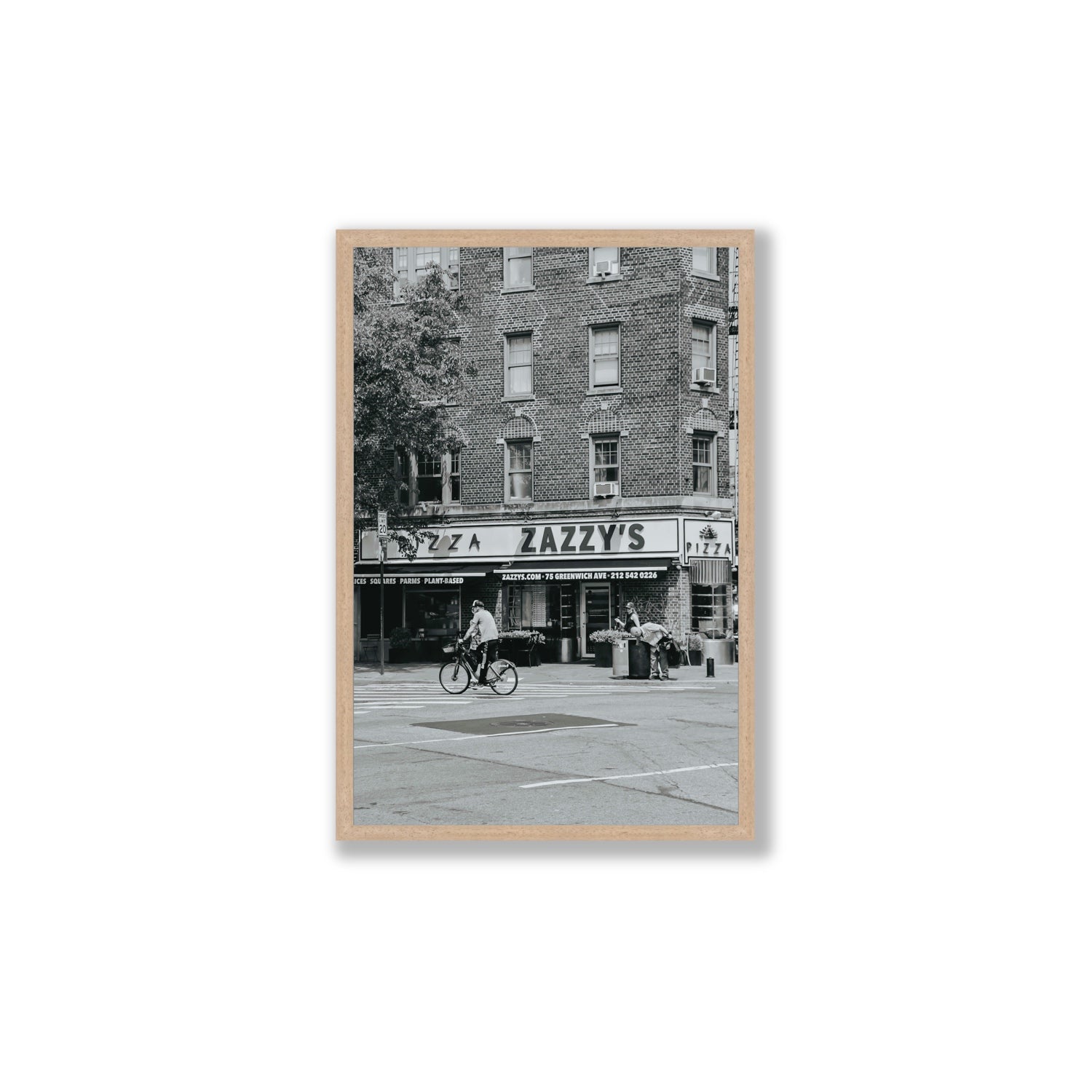 Zazzy's New York NYC Black & White wall art Large full-bleed fine art print in natural oak frame