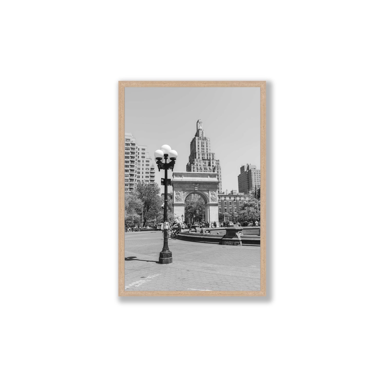 Pole Position New York NYC Black & White wall art Large full-bleed fine art print in natural oak frame