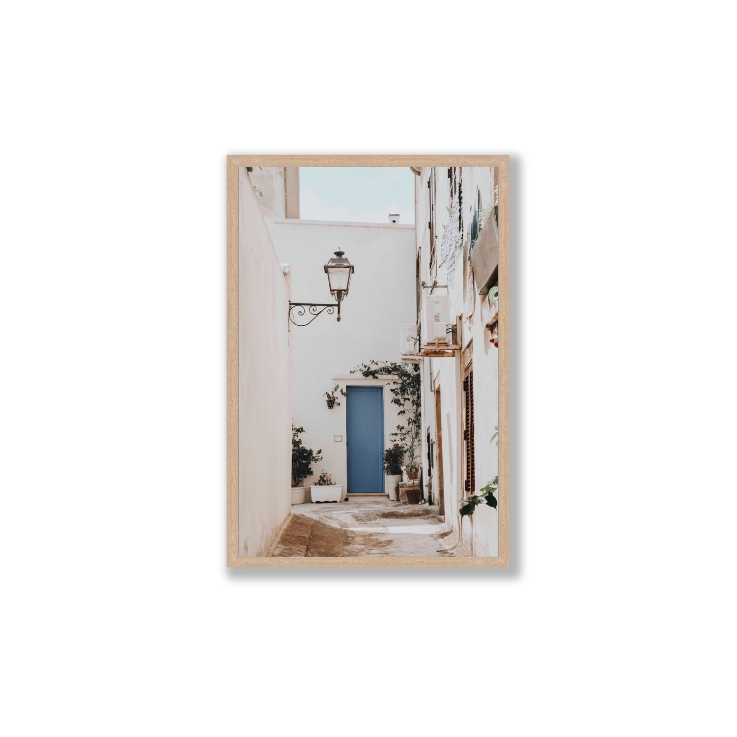 Entry Envy Puglia Ostuni wall art Large full-bleed fine art print in natural oak frame