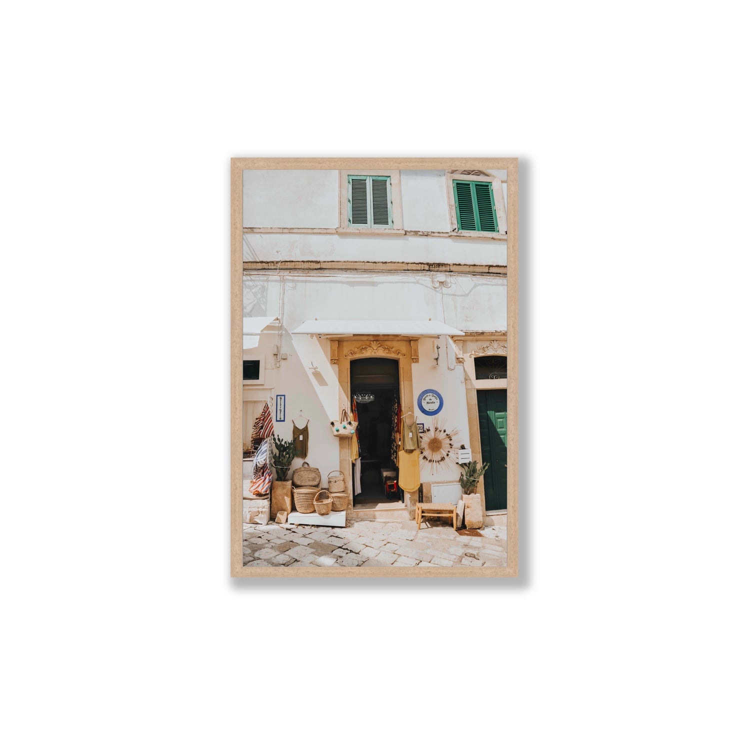 Artisan Ambience Puglia Italian wall art Large full-bleed fine art print in natural oak frame