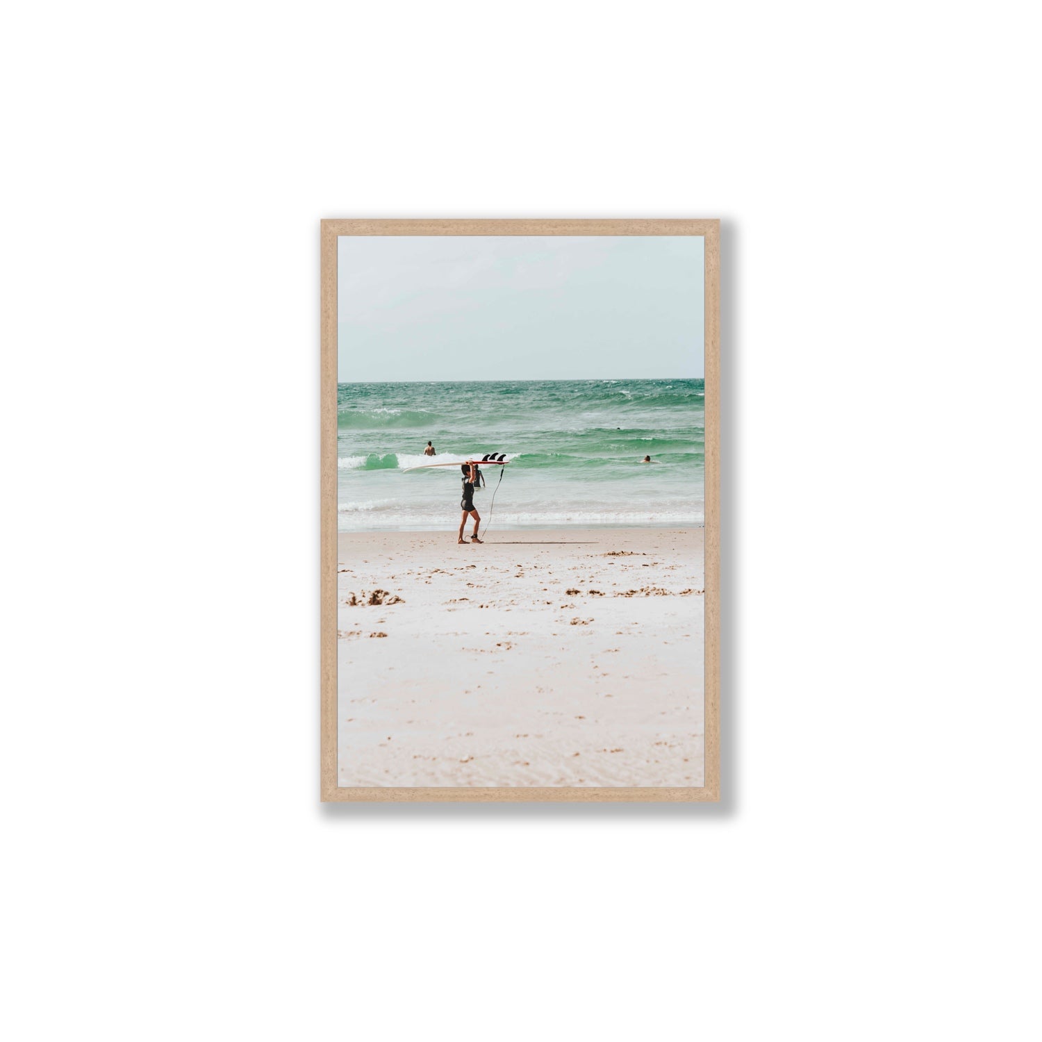 Grommet Byron Bay Surf coastal wall art Large full-bleed fine art print in natural oak frame
