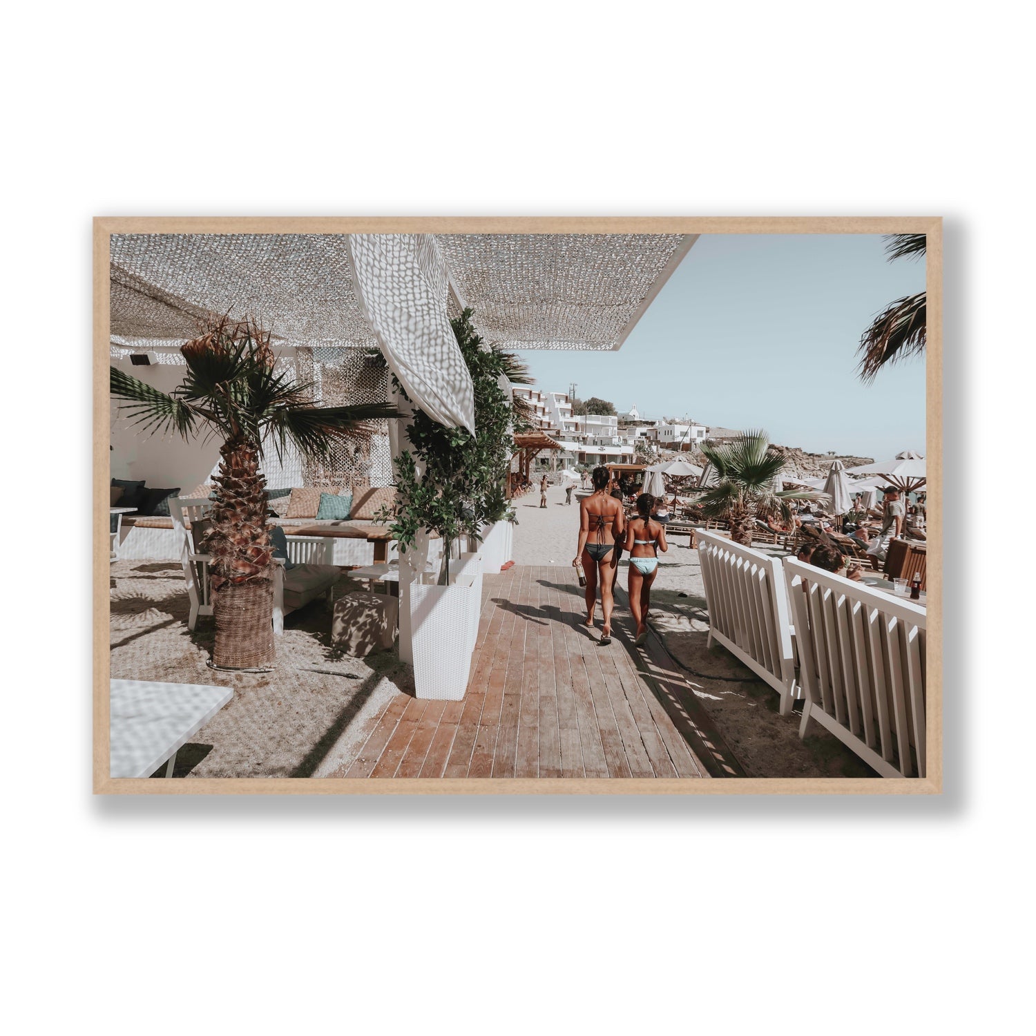 Mitera Kori Mykonos Greek island wall art Statement full-bleed fine art print in natural oak frame