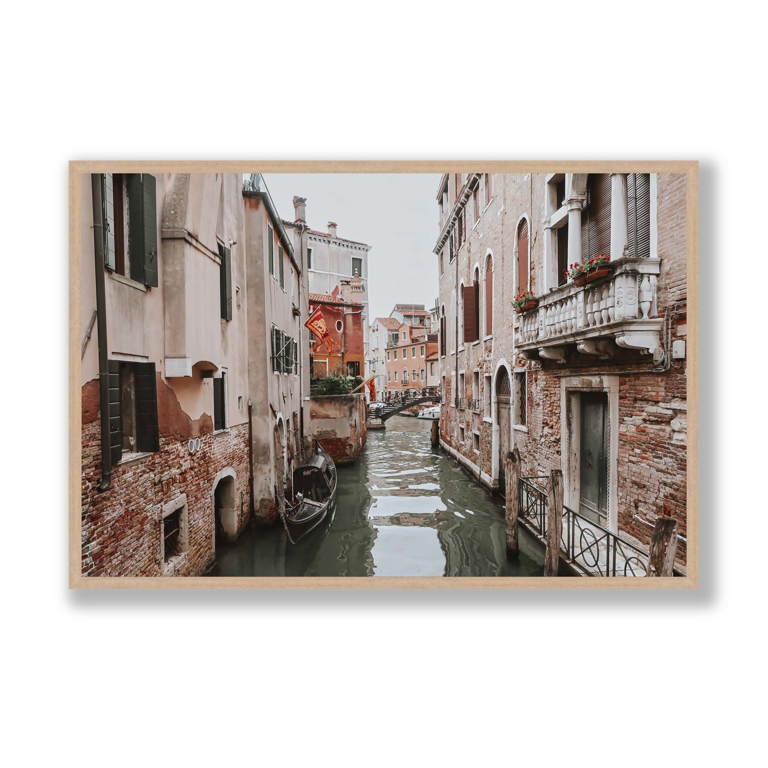 Venetian Gothic Venice Canal Italian wall art Statement full-bleed fine art print in natural oak frame