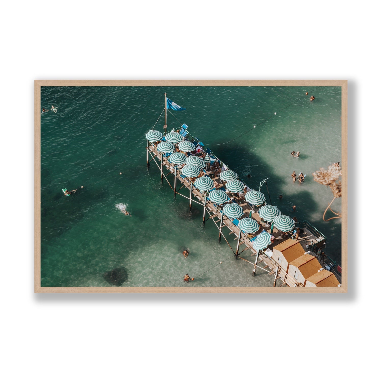 Sorrento Shangri La Sorrento coastal Italian wall art Statement full-bleed fine art print in natural oak frame