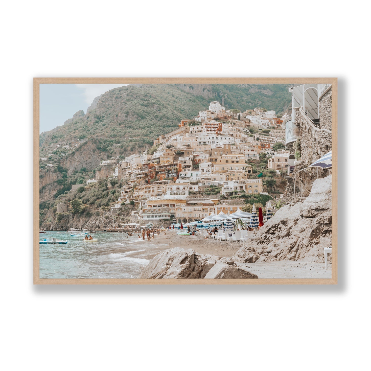 Sogno di Positano fine art print, Positano, Italy, Statement, Natural Oak Frame · Full Bleed, Fine Art Print