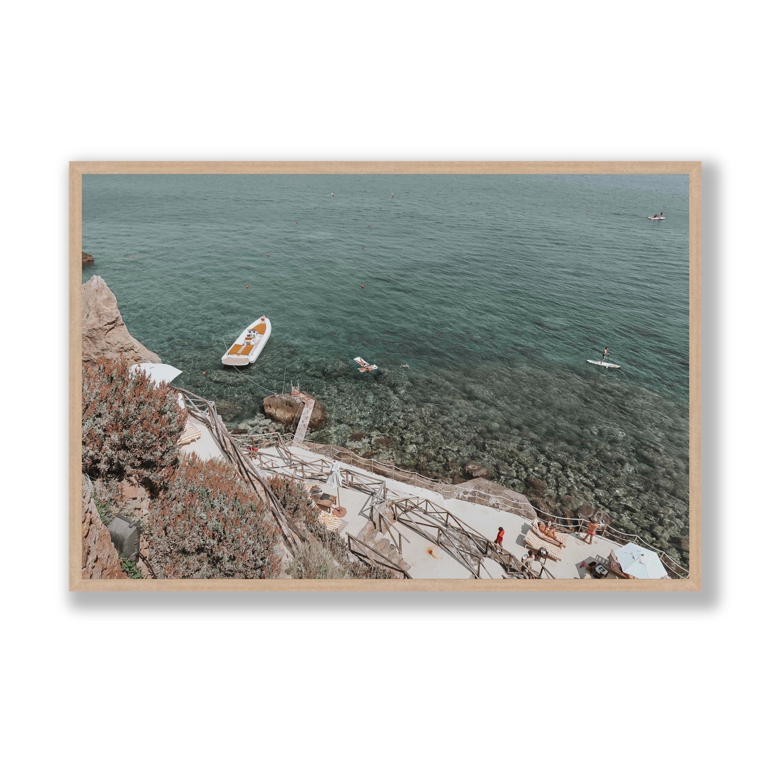 The Lagoon Tuscany coastal Italian wall art Statement full-bleed fine art print in natural oak frame