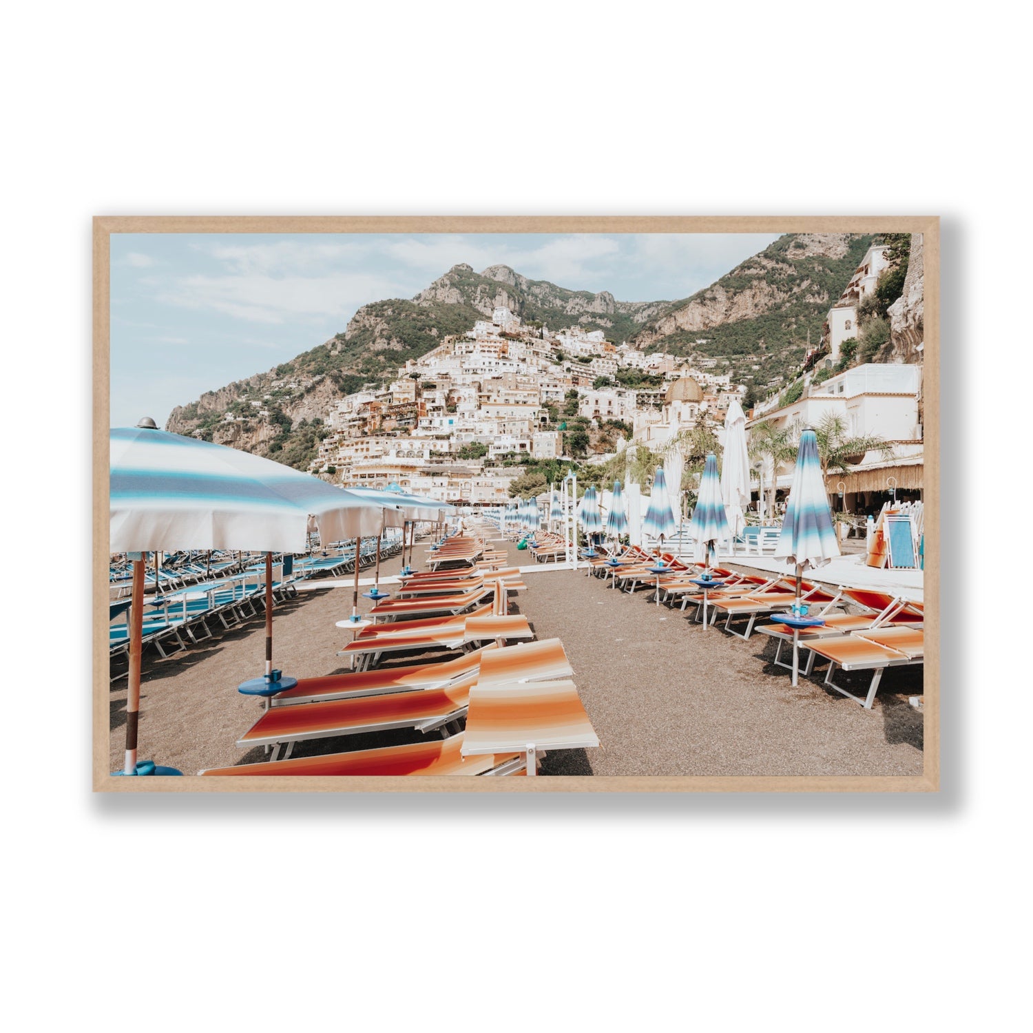Spiaggia Grande fine art print, Positano, Italy, Statement, Natural Oak Frame · Full Bleed, Fine Art Print