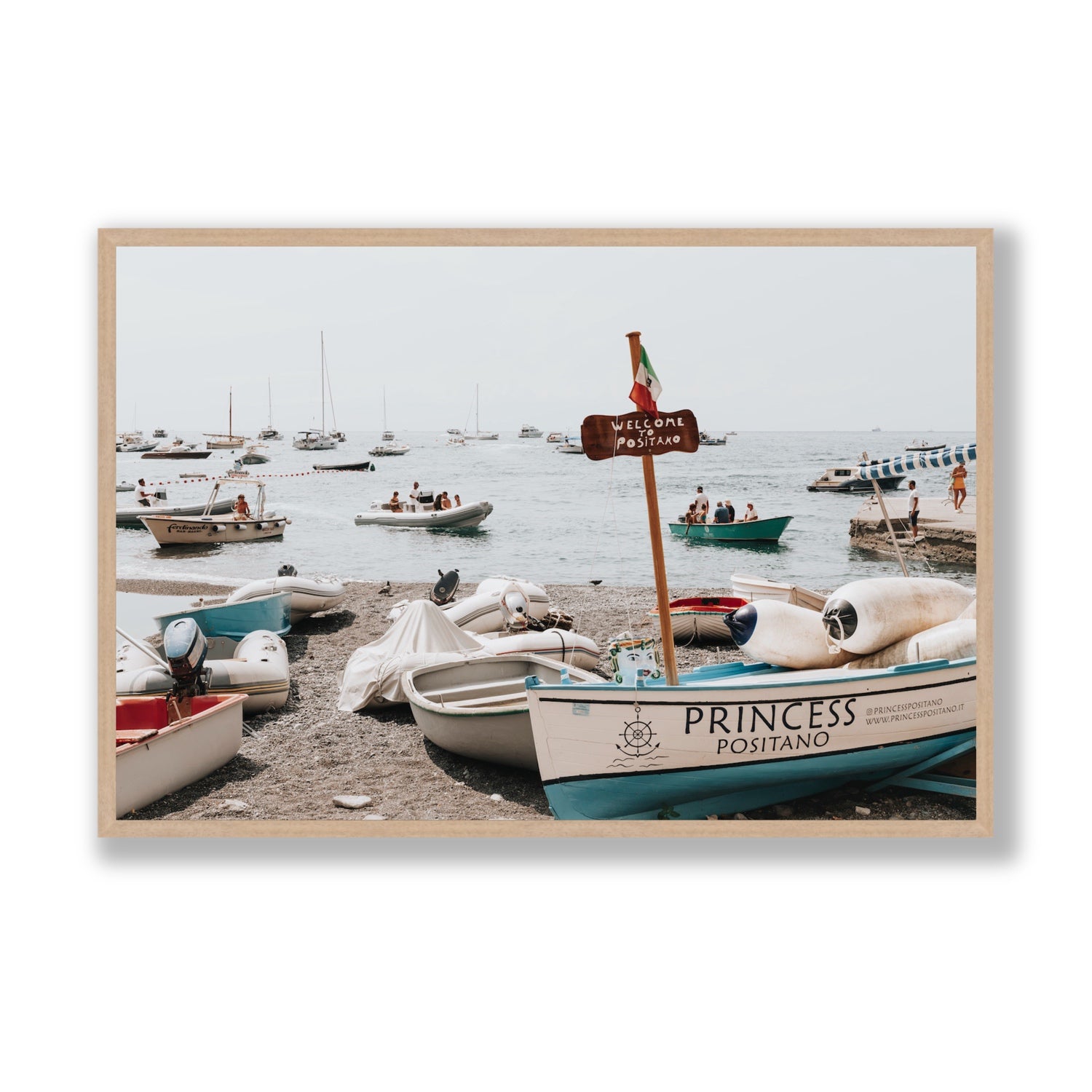 Princess Positano fine art print, Positano, Italy, Statement, Natural Oak Frame · Full Bleed, Fine Art Print