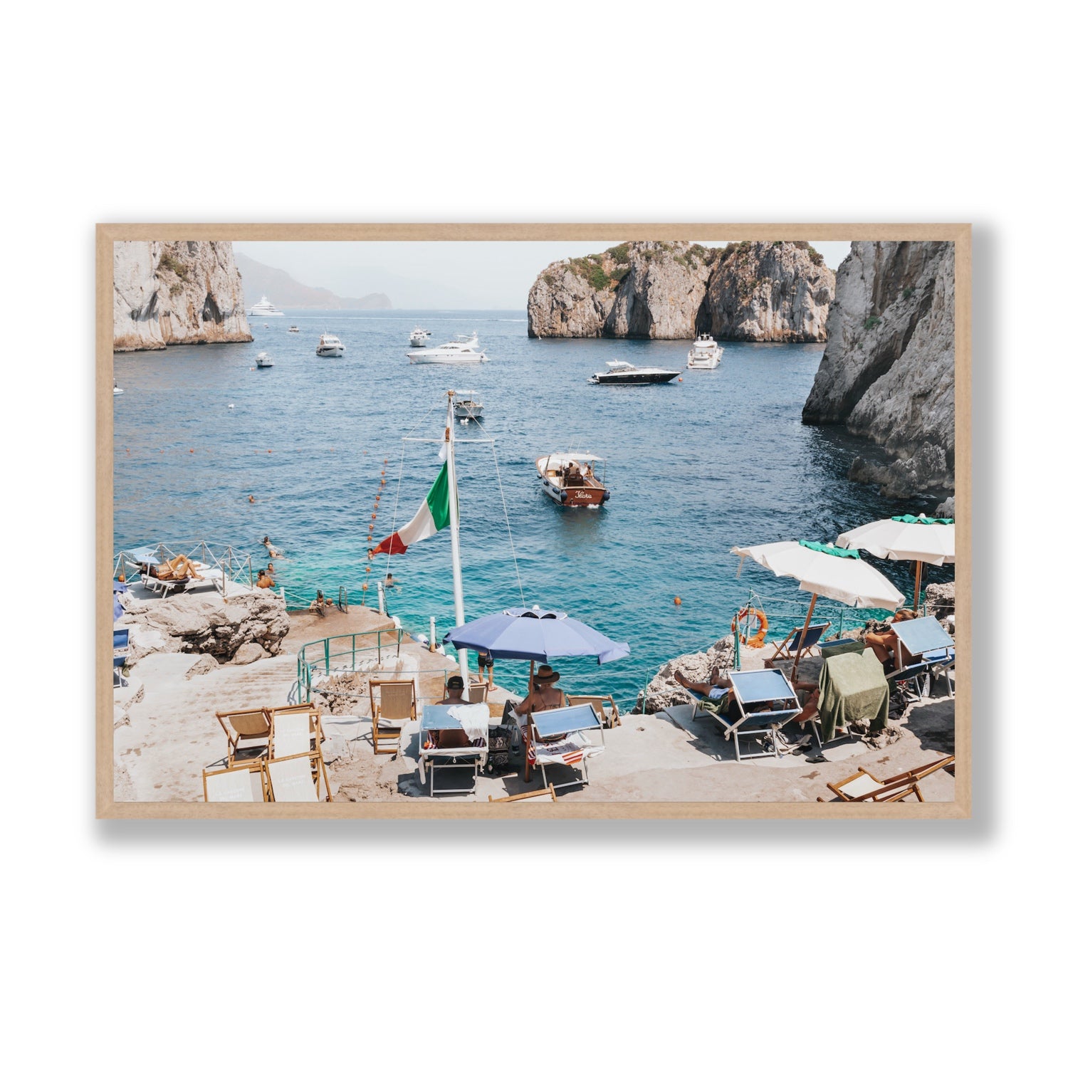 Smooth Sailing fine art print, Capri, Italy, Statement, Natural Oak Frame · Full Bleed, Fine Art Print