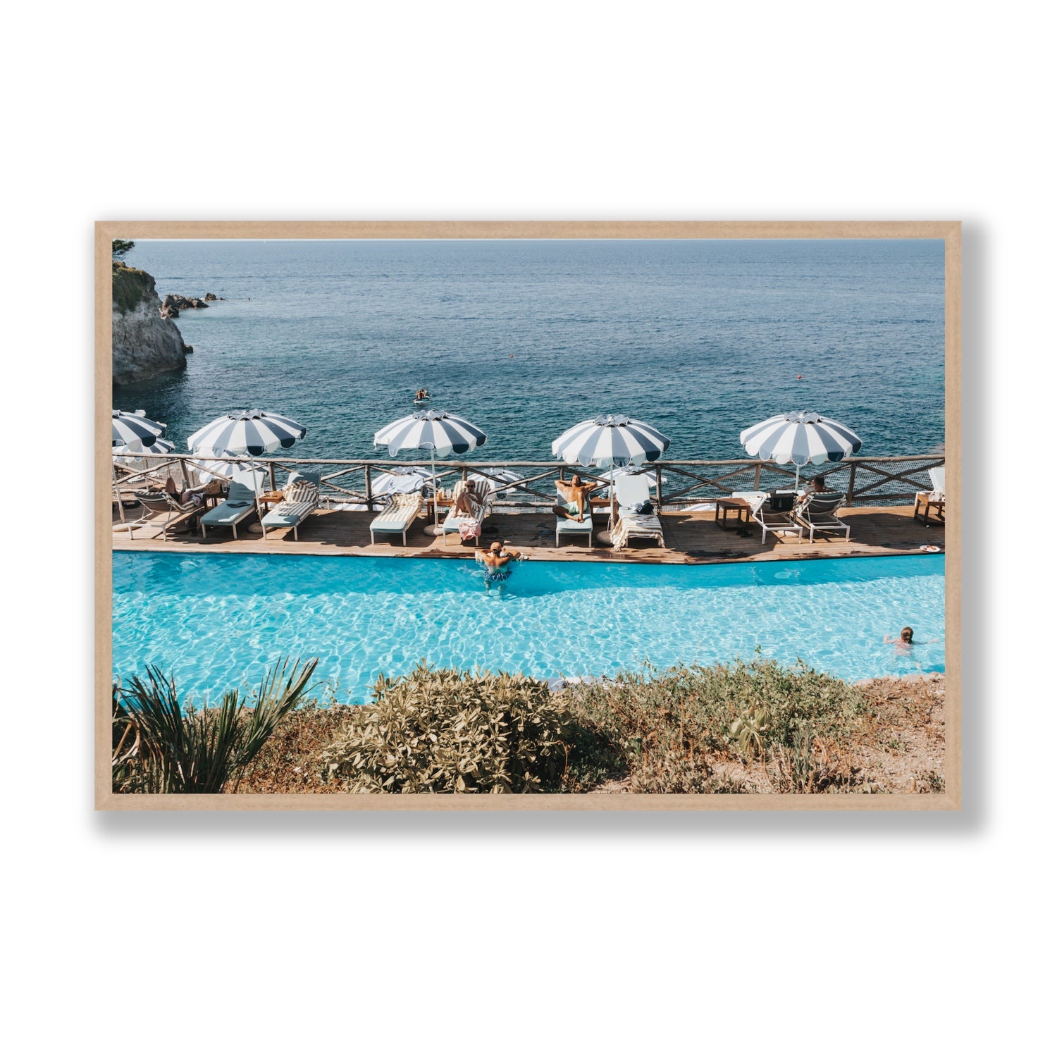 Hues Of Blues fine art print, Ischia, Italy, Statement, Natural Oak Frame · Full Bleed, Fine Art Print