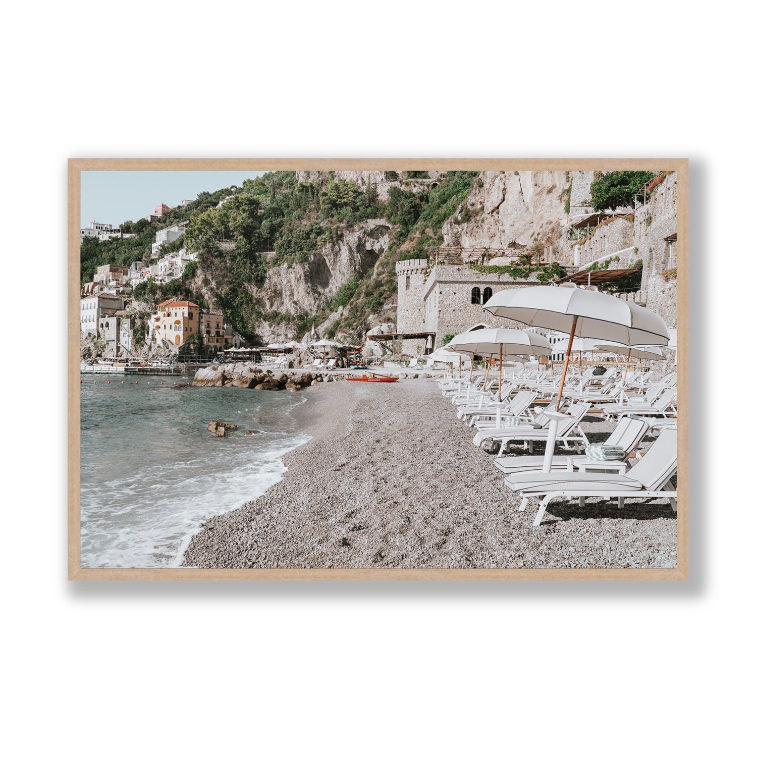 Borgo Santandrea fine art print, Amalfi, Italy, Statement, Natural Oak Frame · Full Bleed, Fine Art Print