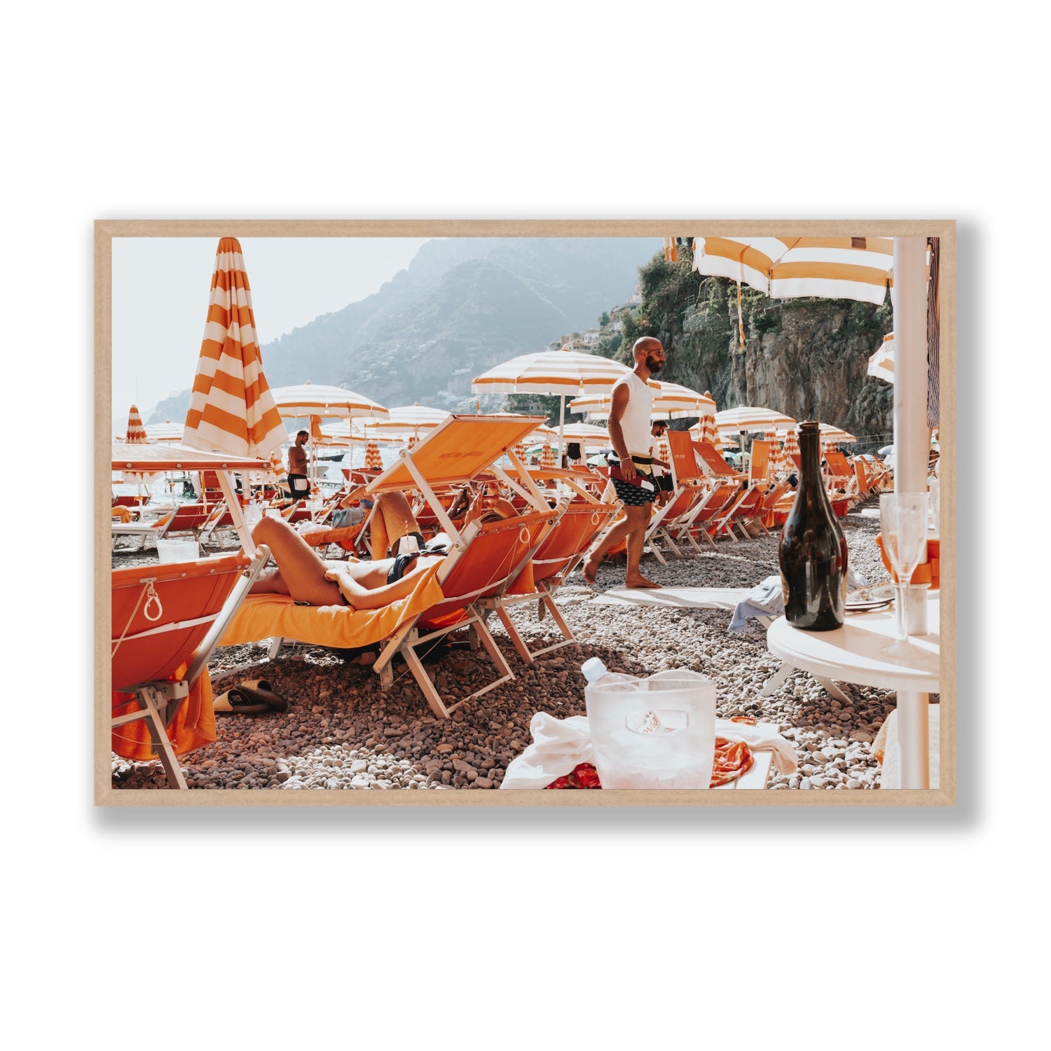 Zesty Shade Positano wall art Statement full-bleed fine art print in natural oak frame