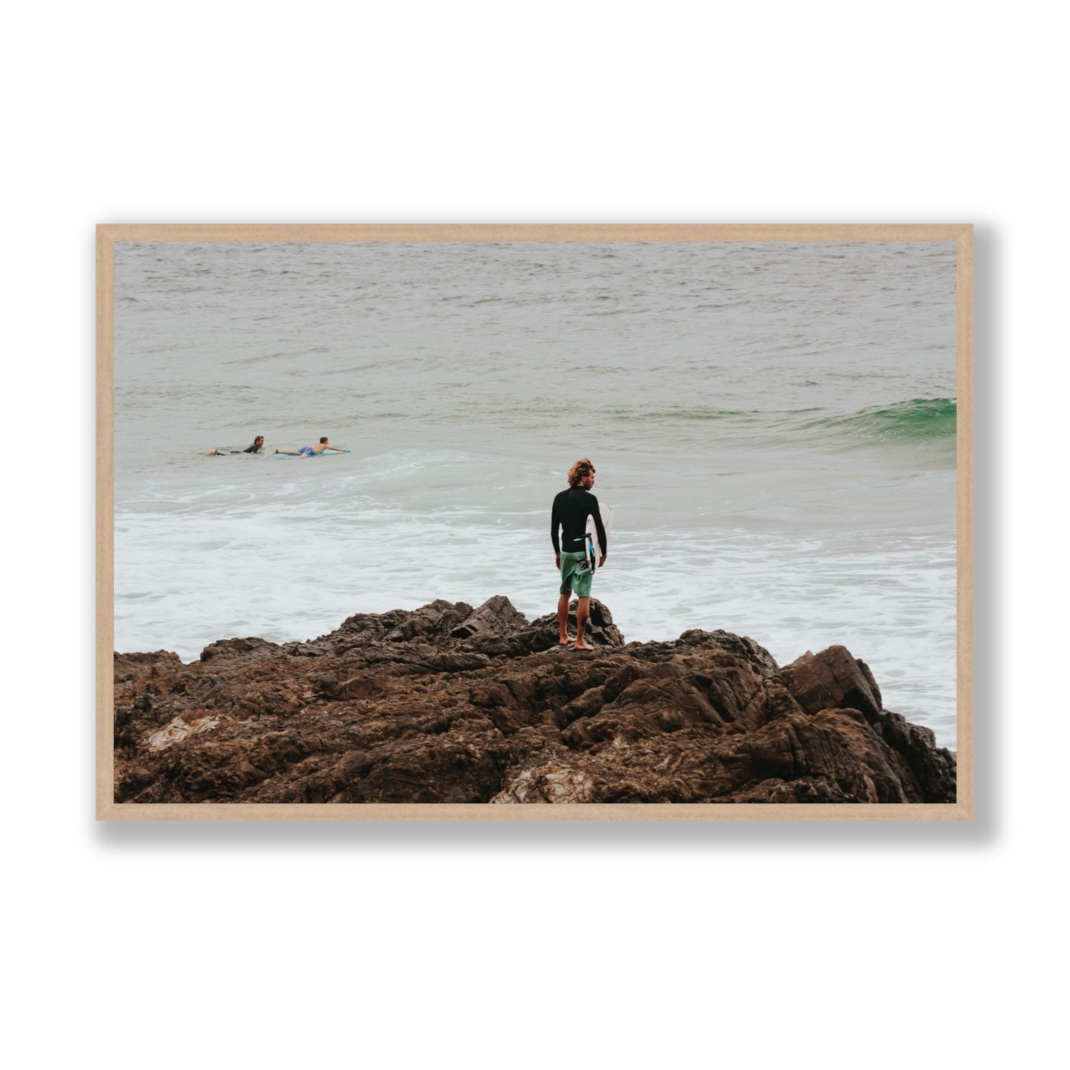 Let The Sea Set You Free Byron Bay Surf wall art Statement full-bleed fine art print in natural oak frame