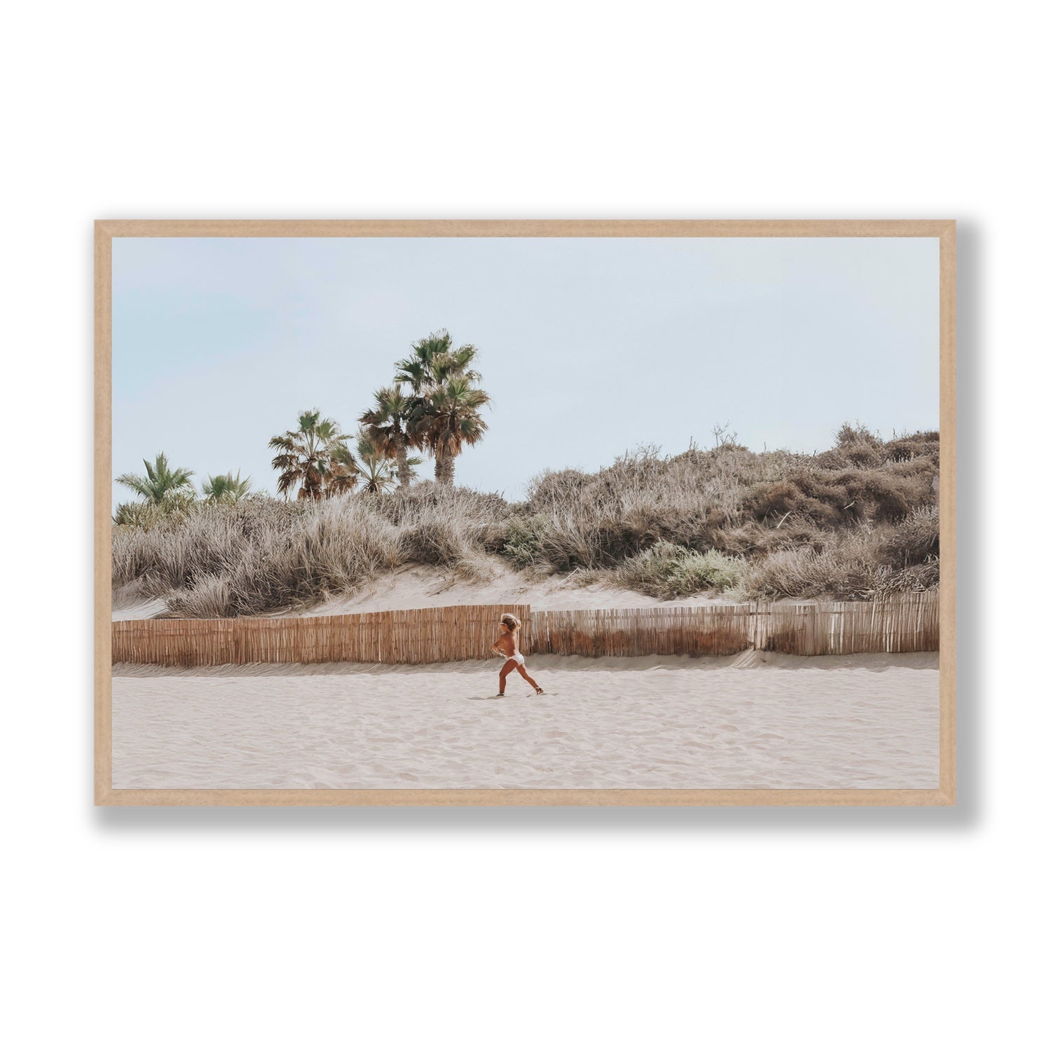 Ragazza Da Spiaggia Puglia beach Italian fine art print Statement full-bleed fine art print in natural oak frame
