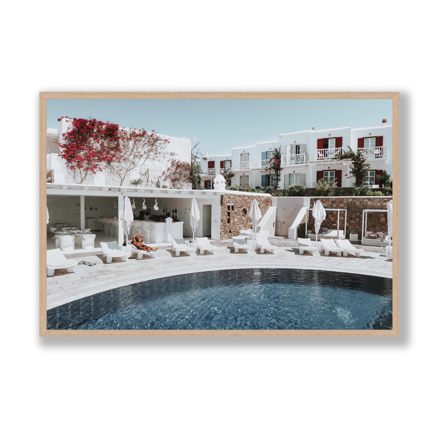 Got The First Lounge fine art print, Mykonos, Greece, Statement, Natural Oak Frame · Full Bleed, Fine Art Print