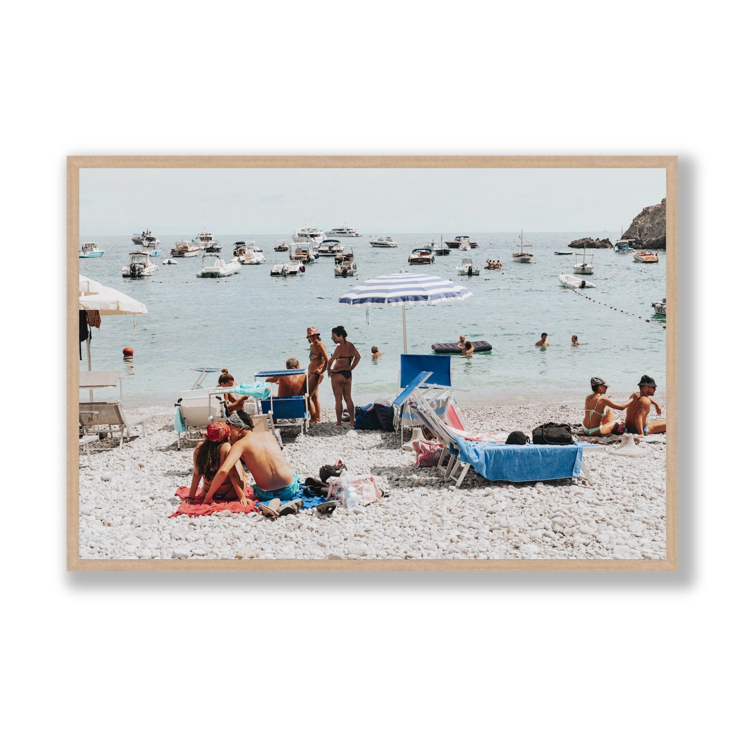 The Kiss Nerano wall art Statement full-bleed fine art print in natural oak frame
