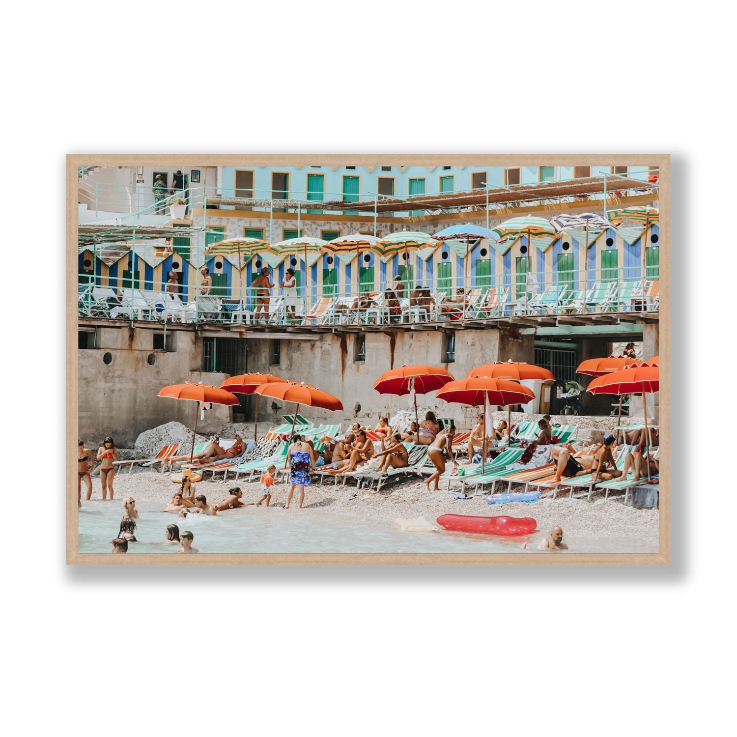 Umbrella Fiesta fine art print, Capri, Italy, Statement, Natural Oak Frame · Full Bleed, Fine Art Print