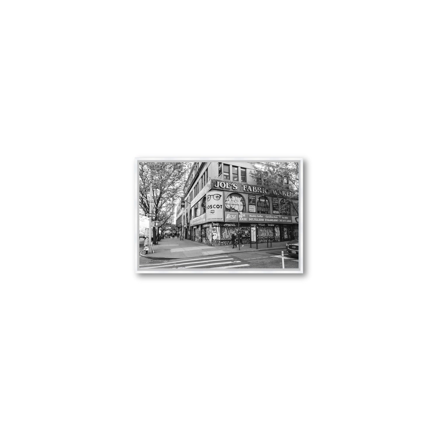 Wall Poetry New York NYC Black & White wall art Small fine art canvas in white float frame