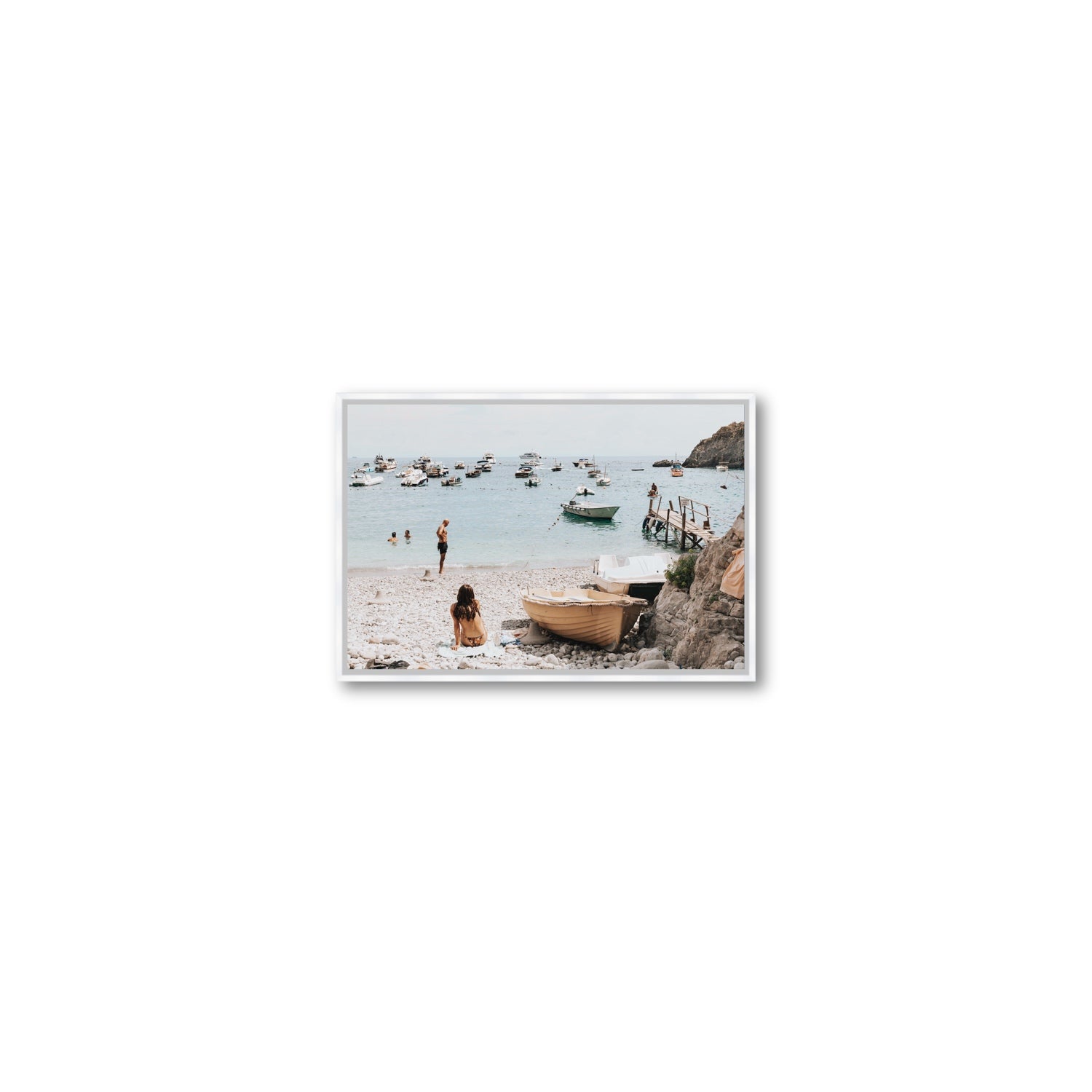 L'Osservatore Nerano wall art Small fine art canvas in white float frame