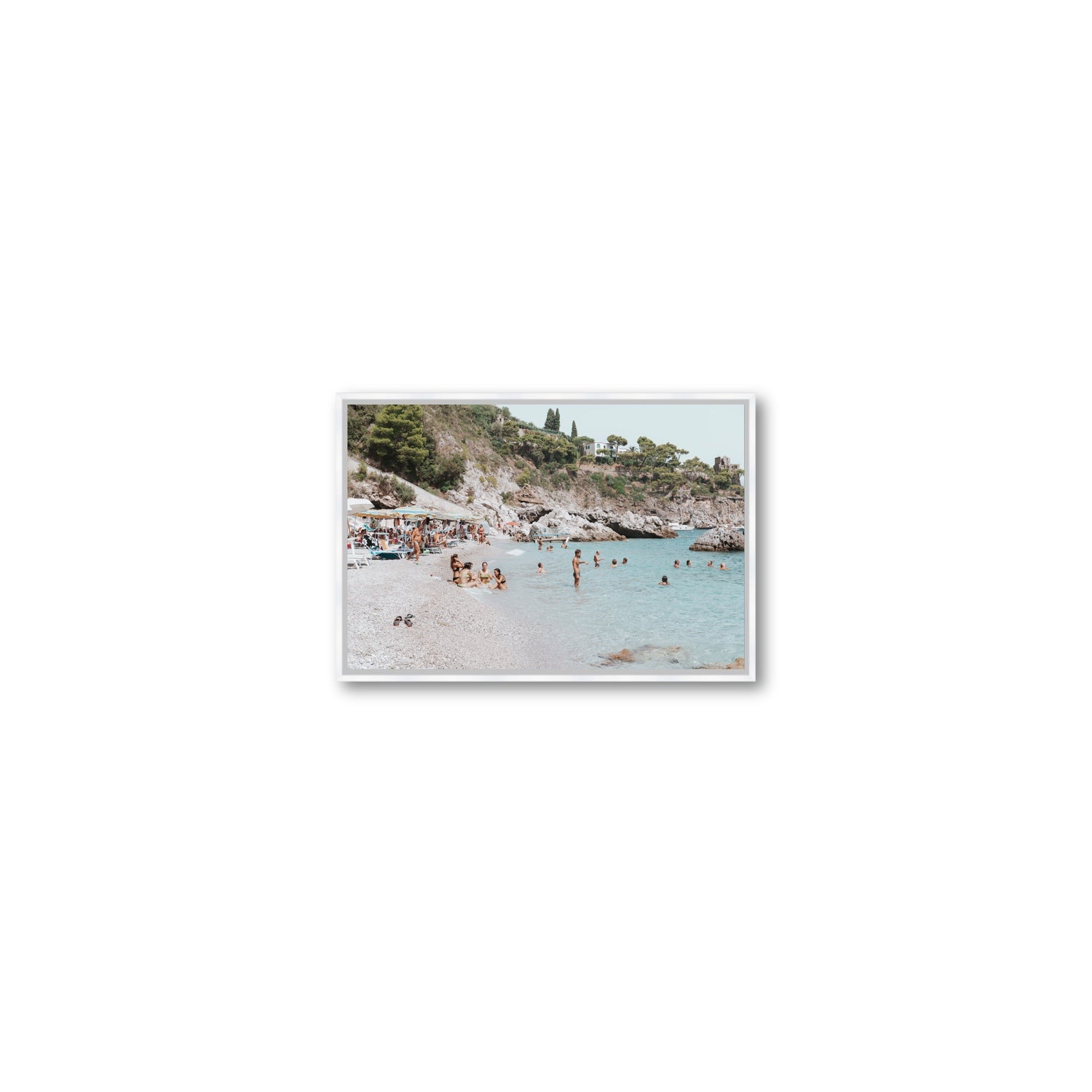 La Vacanza Amalfi Mediterranean wall art Small fine art canvas in white float frame