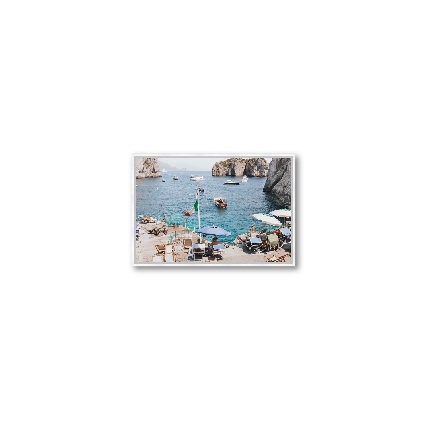 Smooth Sailing fine art print, Capri, Italy, Small, White Float Frame, Fine Art Canvas