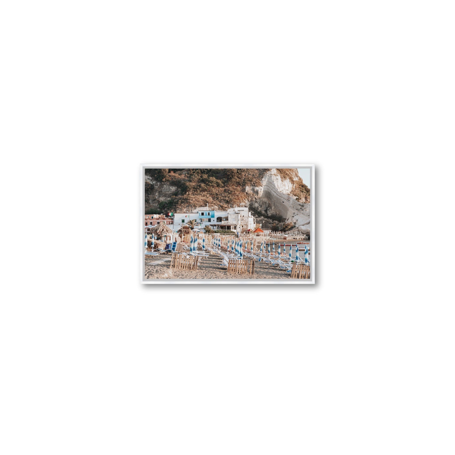 Sant' Angelo Ischia Italian coastal wall art Small fine art canvas in white float frame