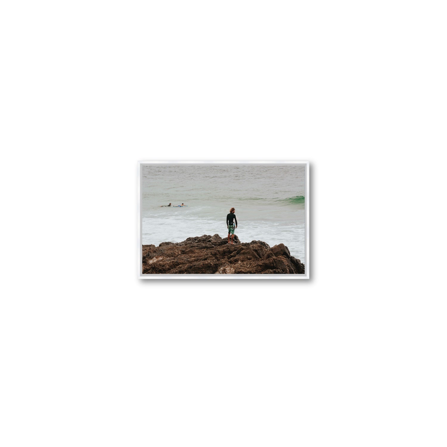 Let The Sea Set You Free Byron Bay Surf wall art Small fine art canvas in white float frame