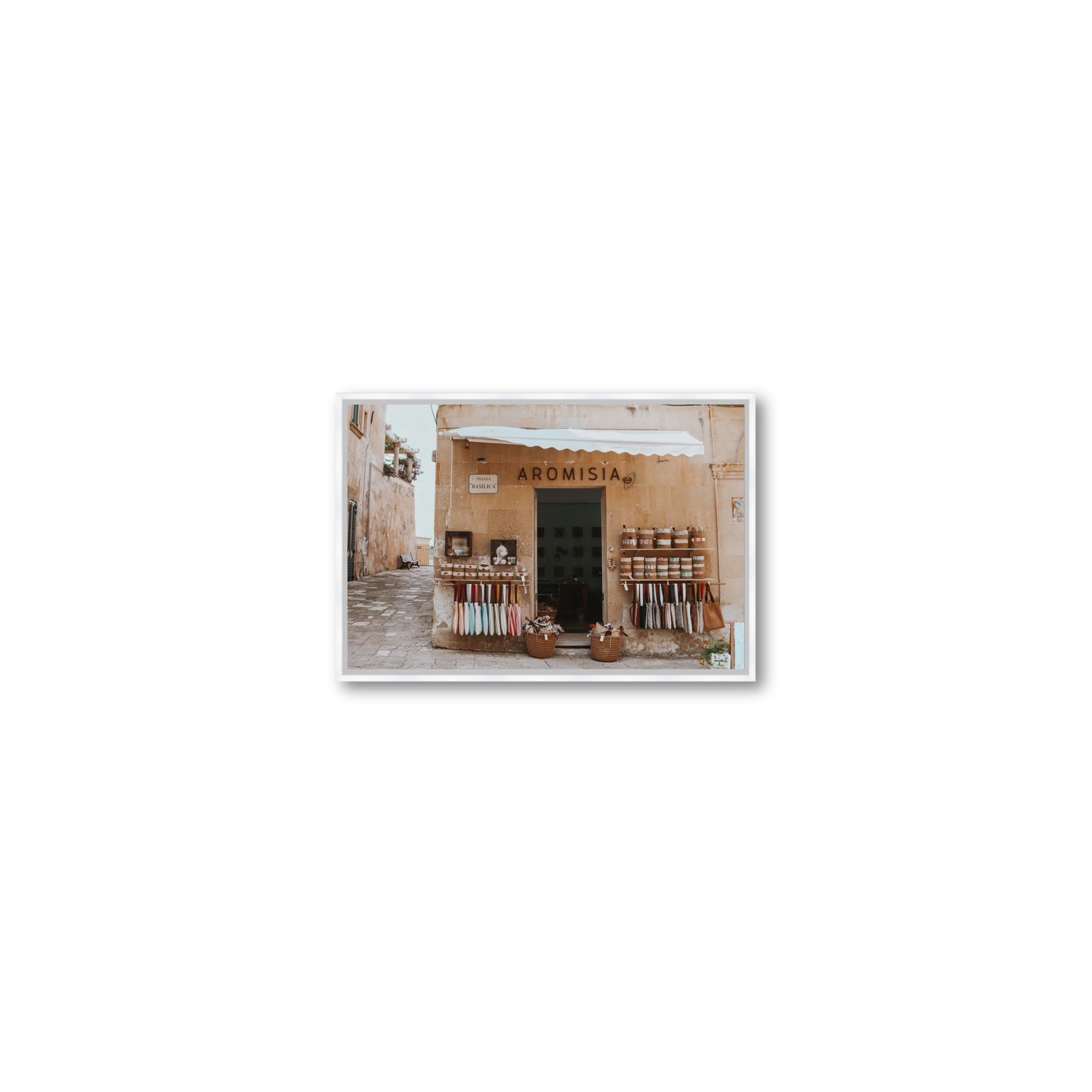 Aromisia Puglia Otranto Italian wall art Small fine art canvas in white float frame