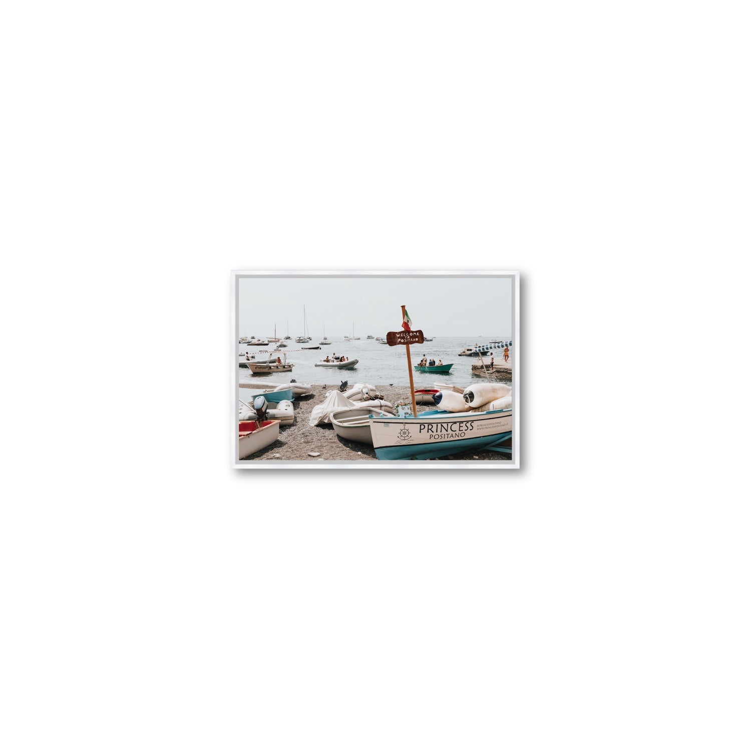 Princess Positano fine art print, Positano, Italy, Small, White Float Frame, Fine Art Canvas