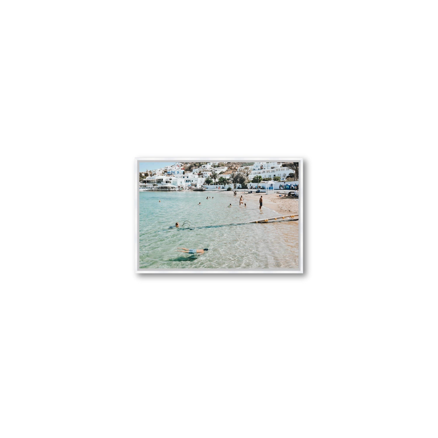 Bathe Yourself In Beauty Mykonos Greek island wall art Small fine art canvas in white float frame