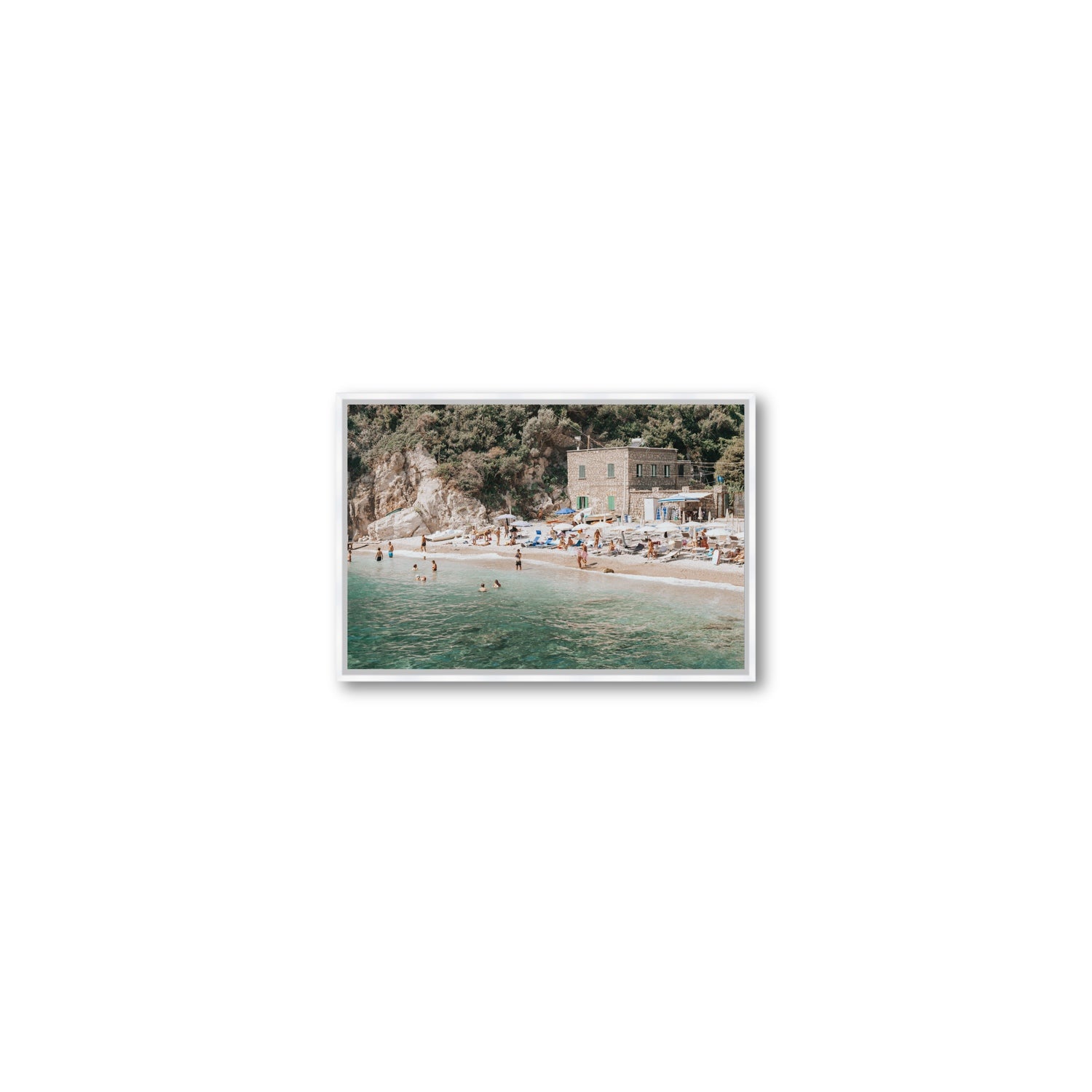 Secluded Sanctuary Nerano Italian Mediterranean decor wall art Small fine art canvas in white float frame